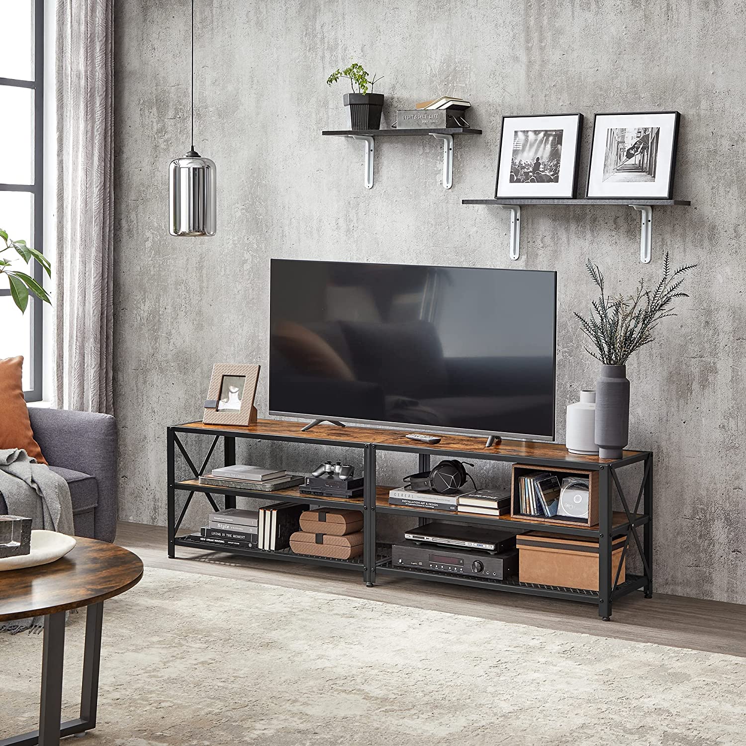 TV ormarić s policama, 178 x 52 x 39 cm, rustikalno smeđa | Vasagle-vitahome.hr