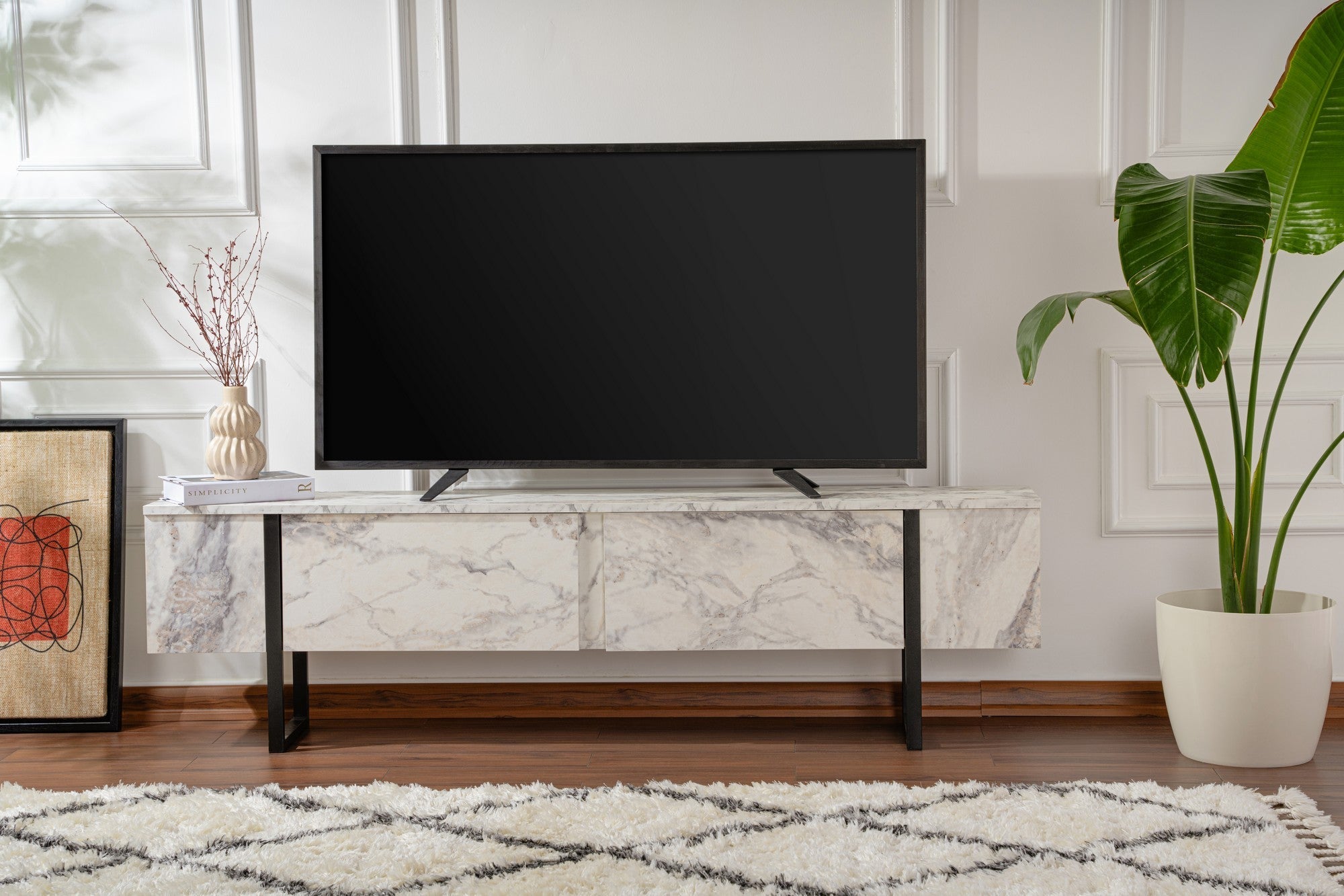 TV ormarić Serenity - Fressia Marble, Black | AG-vitahome.hr