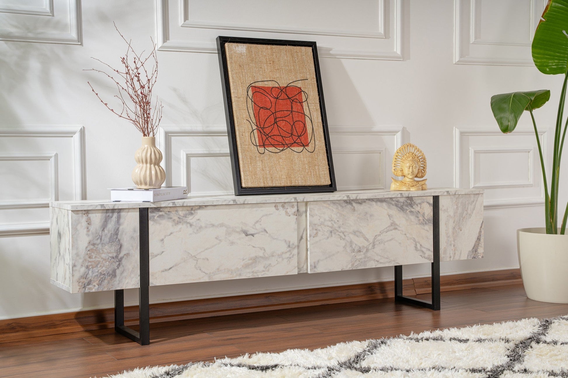 TV ormarić Serenity - Fressia Marble, Black | AG-vitahome.hr