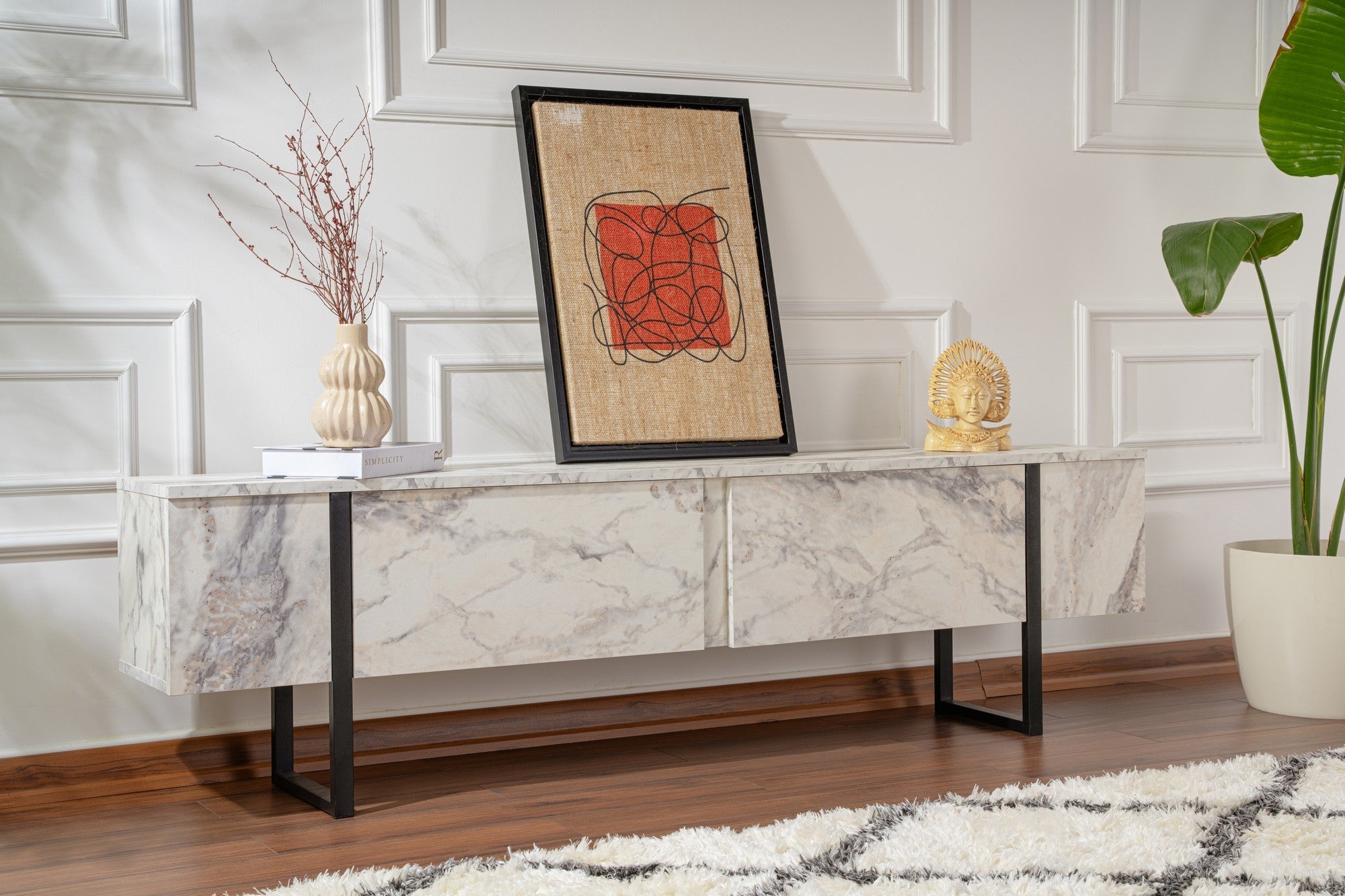 TV ormarić Serenity - Fressia Marble, Black | AG-vitahome.hr