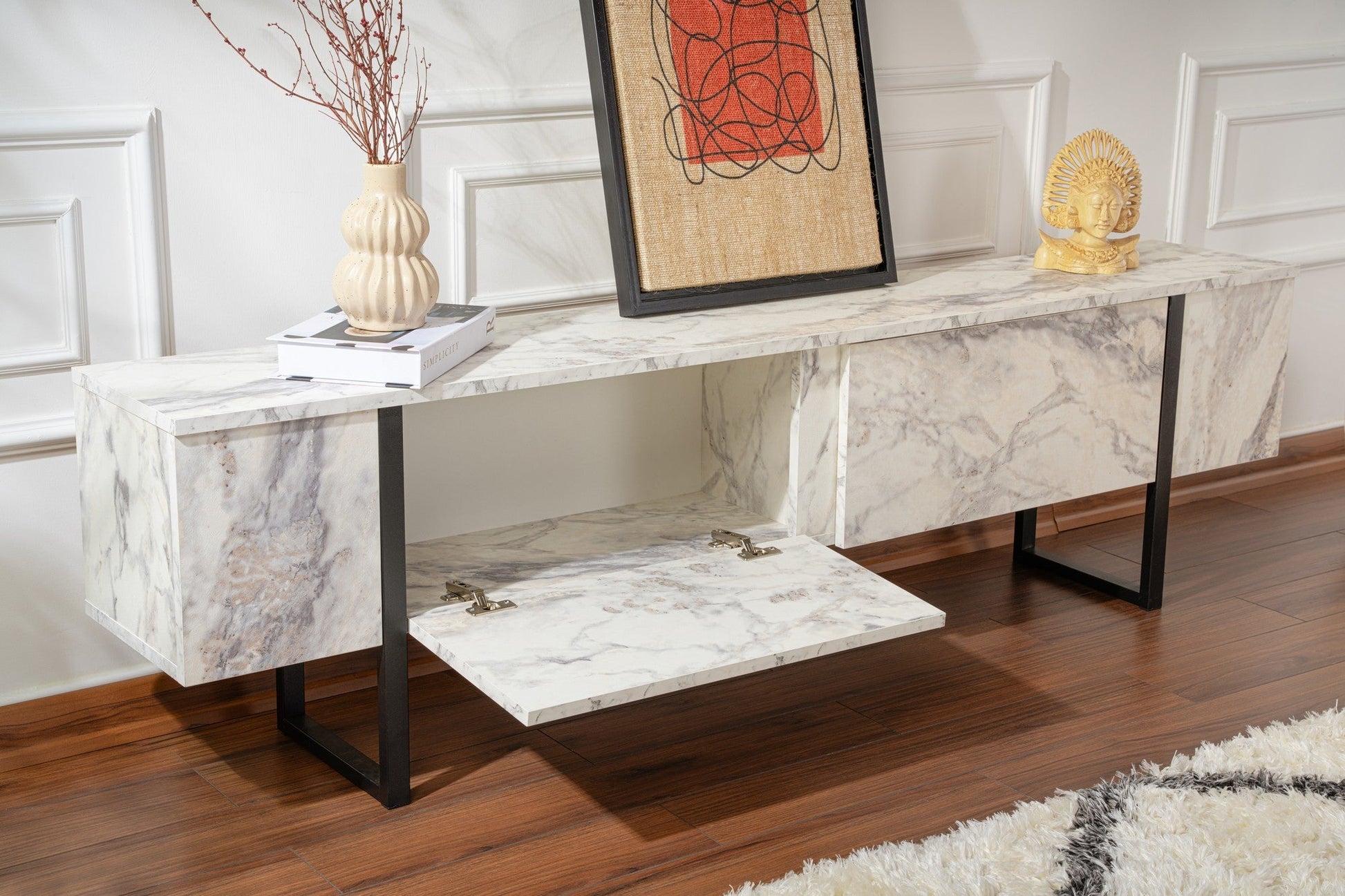TV ormarić Serenity - Fressia Marble, Black | AG-vitahome.hr