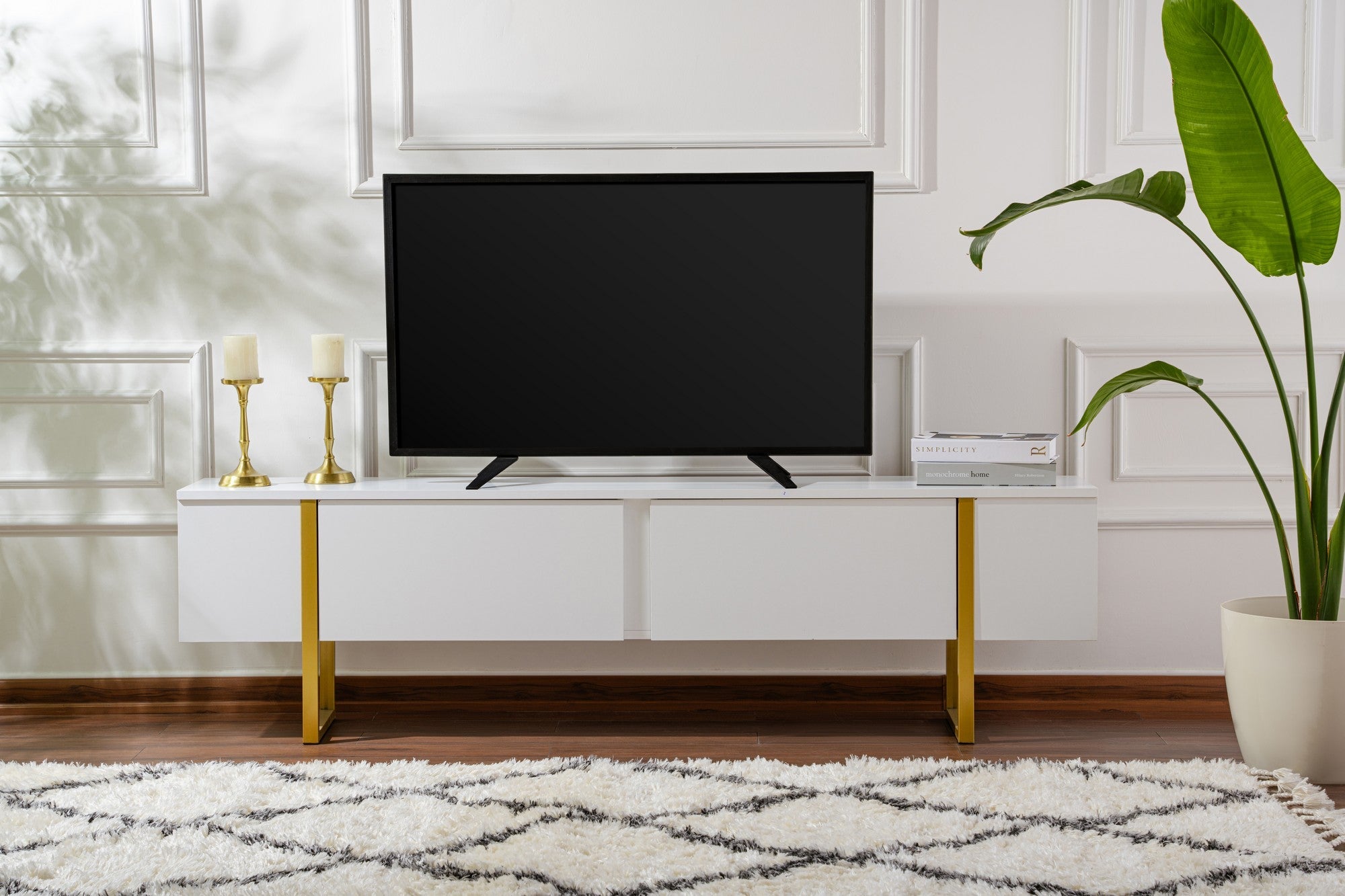 TV ormarić Serenity - White, Gold | AG-vitahome.hr