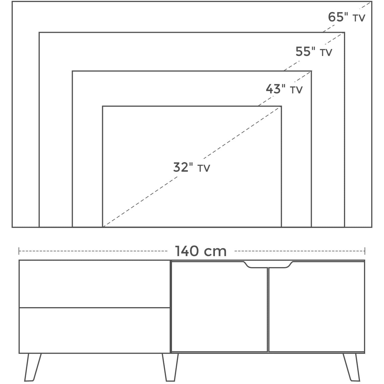 TV ormarić, TV stalak s 2 vrata, 140x40x50 cm | Vasagle-vitahome.hr