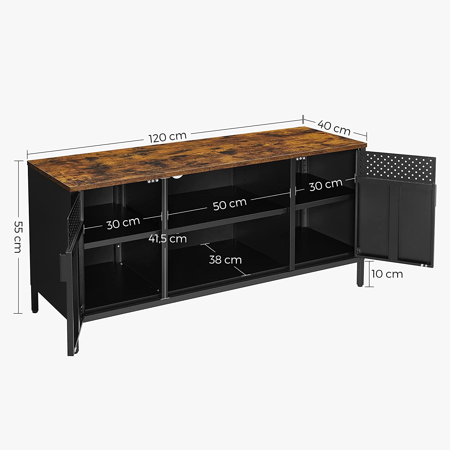 TV ormarić, TV stol s 3 podesive police 120 x 55 x 40 cm | SONGMICS-vitahome.hr