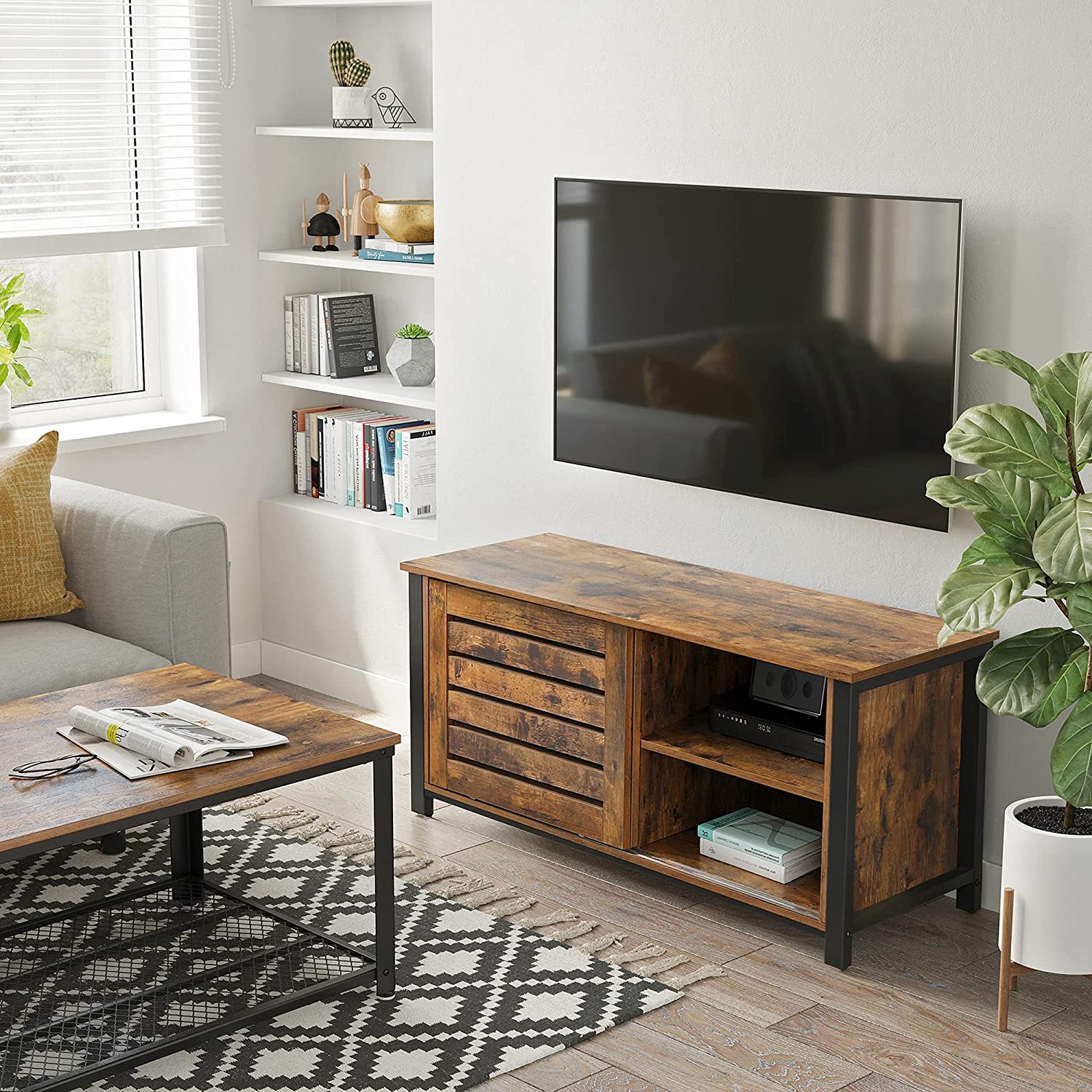 TV ormarić, TV stolić s kliznim vratima 110 x 40 x 45 cm | Vasagle-vitahome.hr
