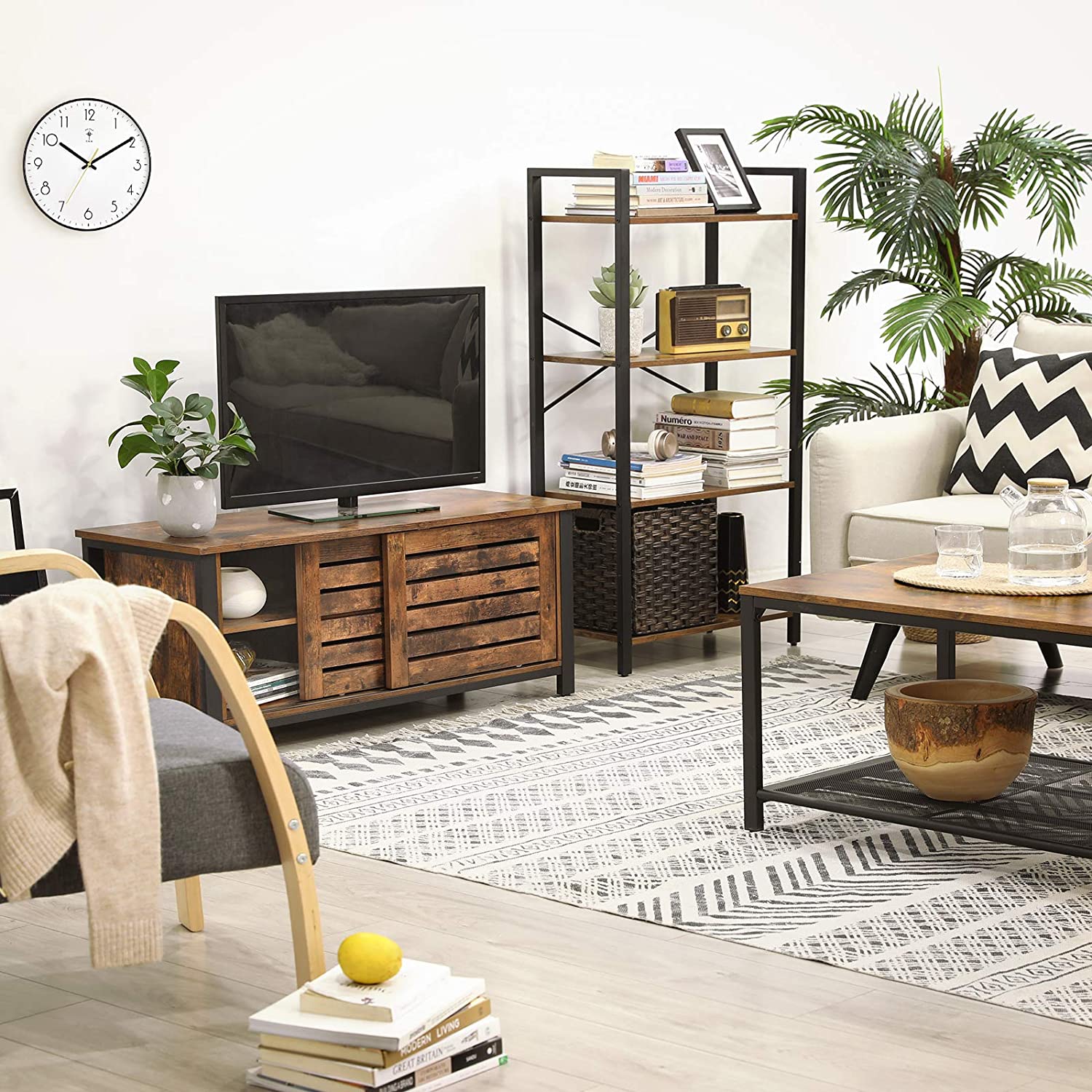 TV ormarić, TV stolić s kliznim vratima 110 x 40 x 45 cm | Vasagle-vitahome.hr