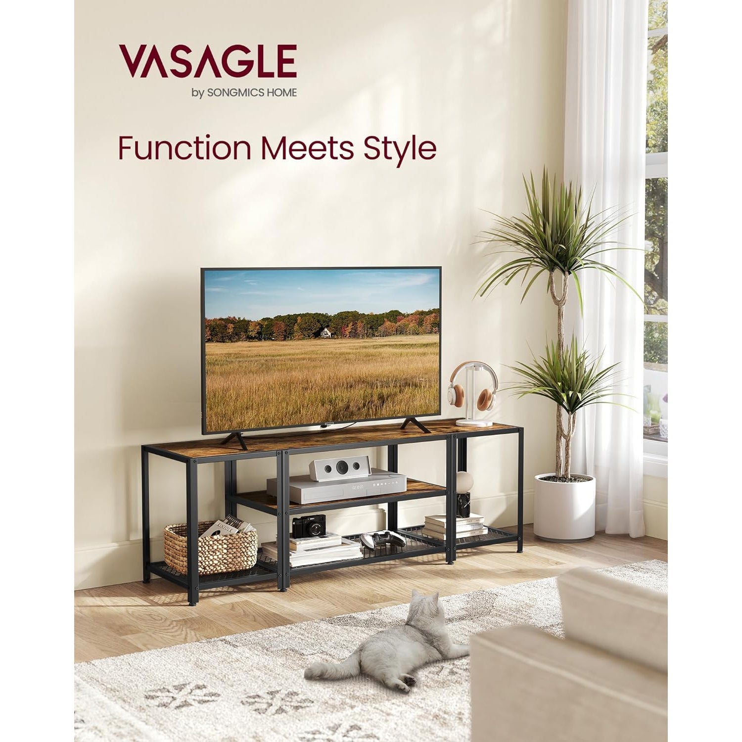 TV stalak s otvorenom policom za odlaganje 147 x 50 x 40 cm | Vasagle-vitahome.hr