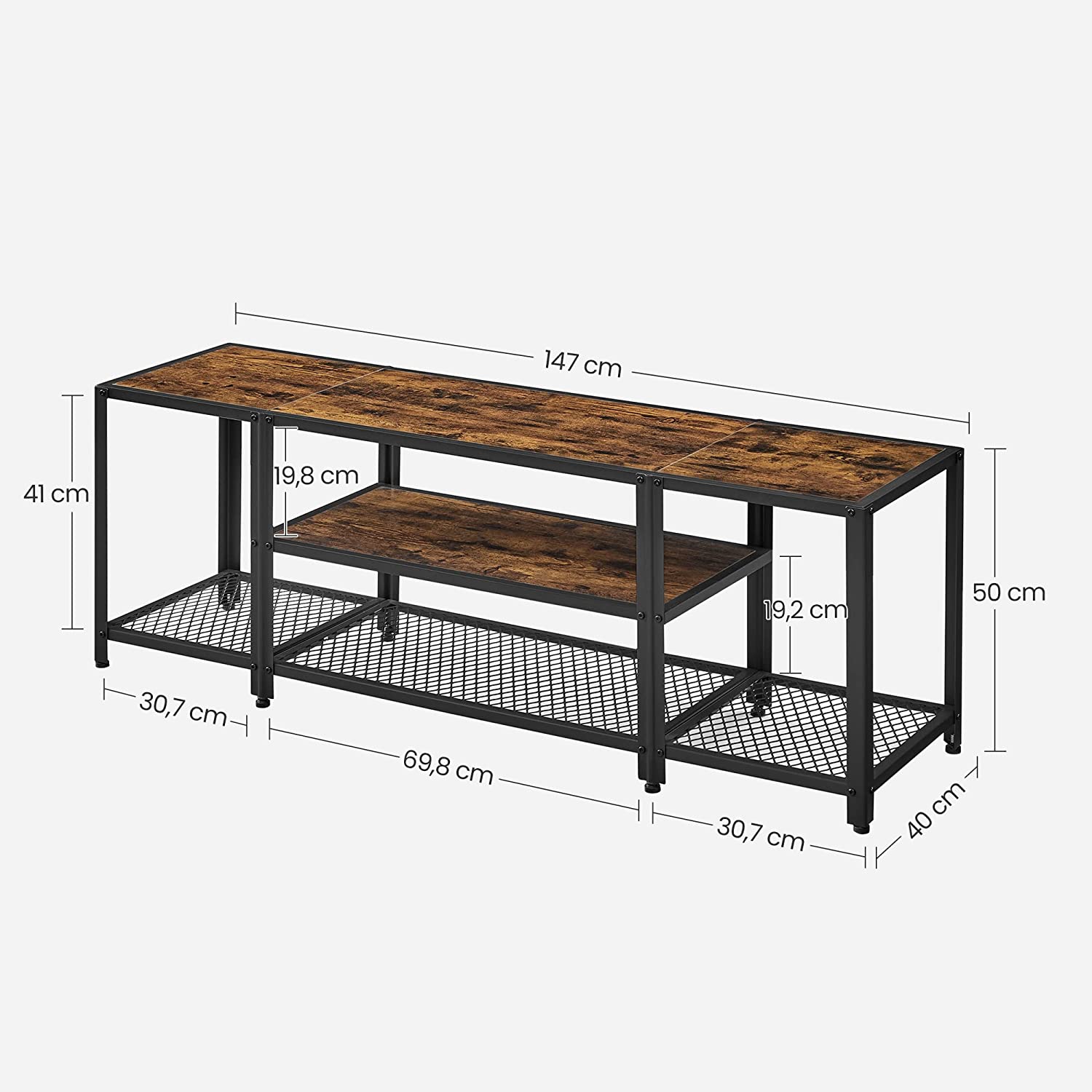 TV stalak s otvorenom policom za odlaganje 147 x 50 x 40 cm | Vasagle-vitahome.hr