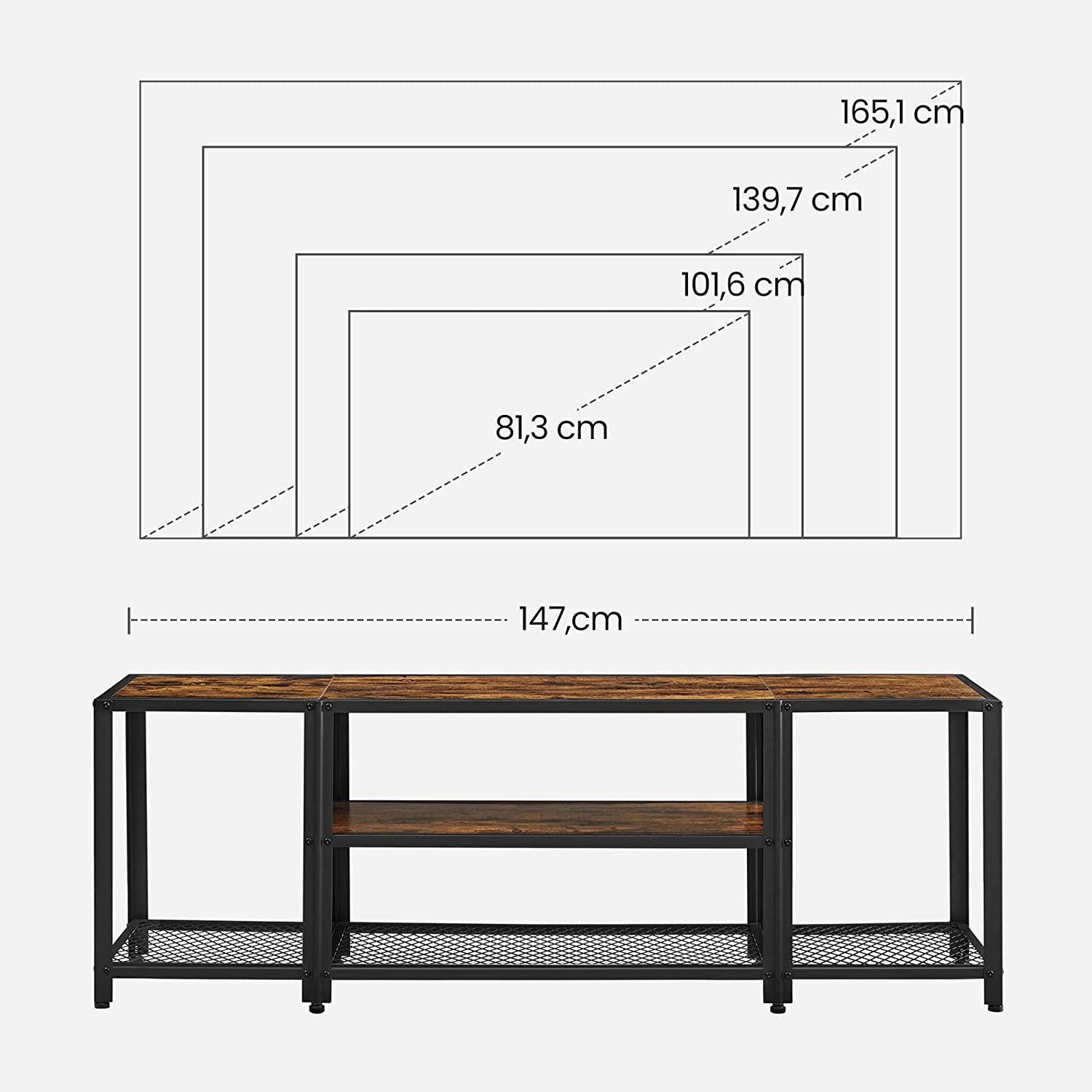 TV stalak s otvorenom policom za odlaganje 147 x 50 x 40 cm | Vasagle-vitahome.hr