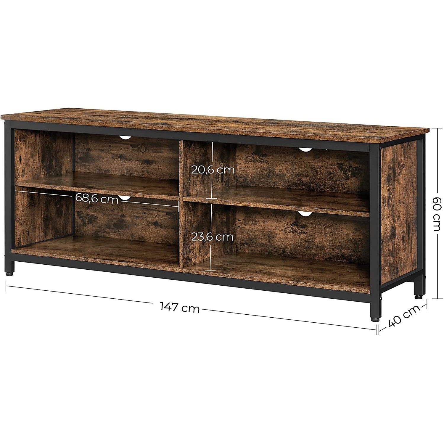 TV stalak, TV ormarić s podesivim policama i kabelskim razvodom 147 x 60 x 40 cm | Vasagle-vitahome.hr