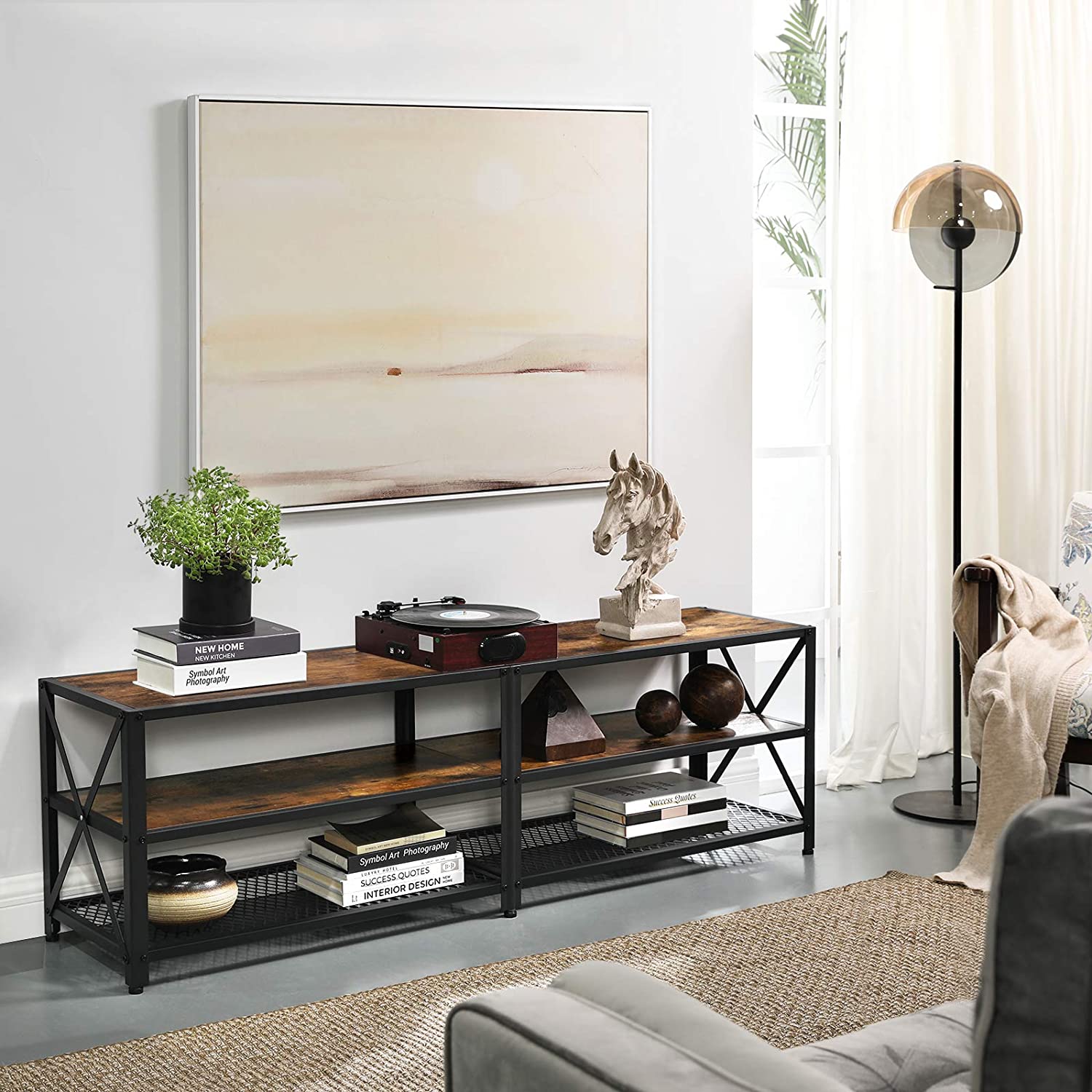 TV stalak, TV ormarić s policama 140 x 39 x 52 cm rustikalno smeđa | Vasagle-vitahome.hr