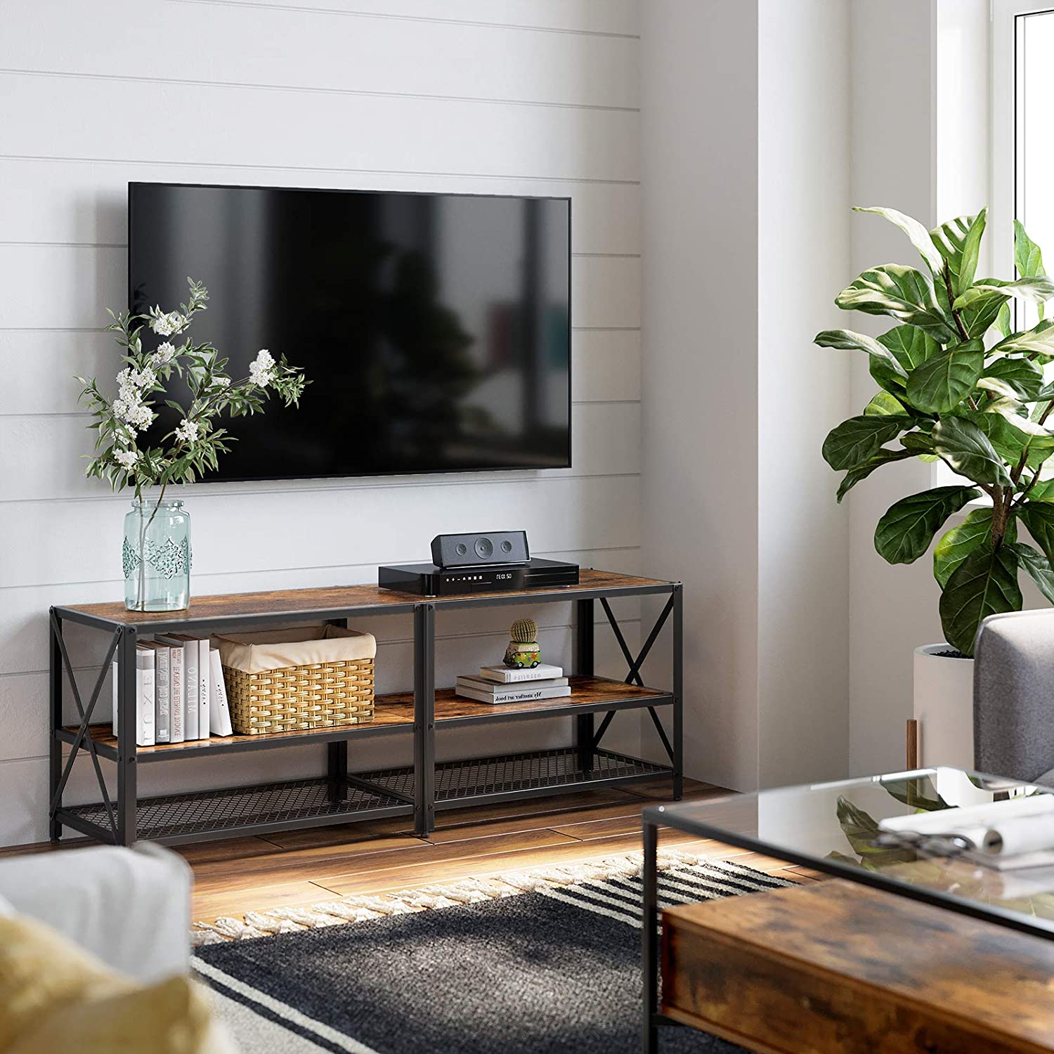 TV stalak, TV ormarić s policama 140 x 39 x 52 cm rustikalno smeđa | Vasagle-vitahome.hr