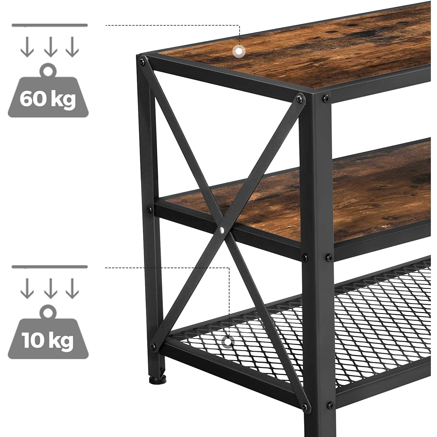 TV stalak, TV ormarić s policama 140 x 39 x 52 cm rustikalno smeđa | Vasagle-vitahome.hr