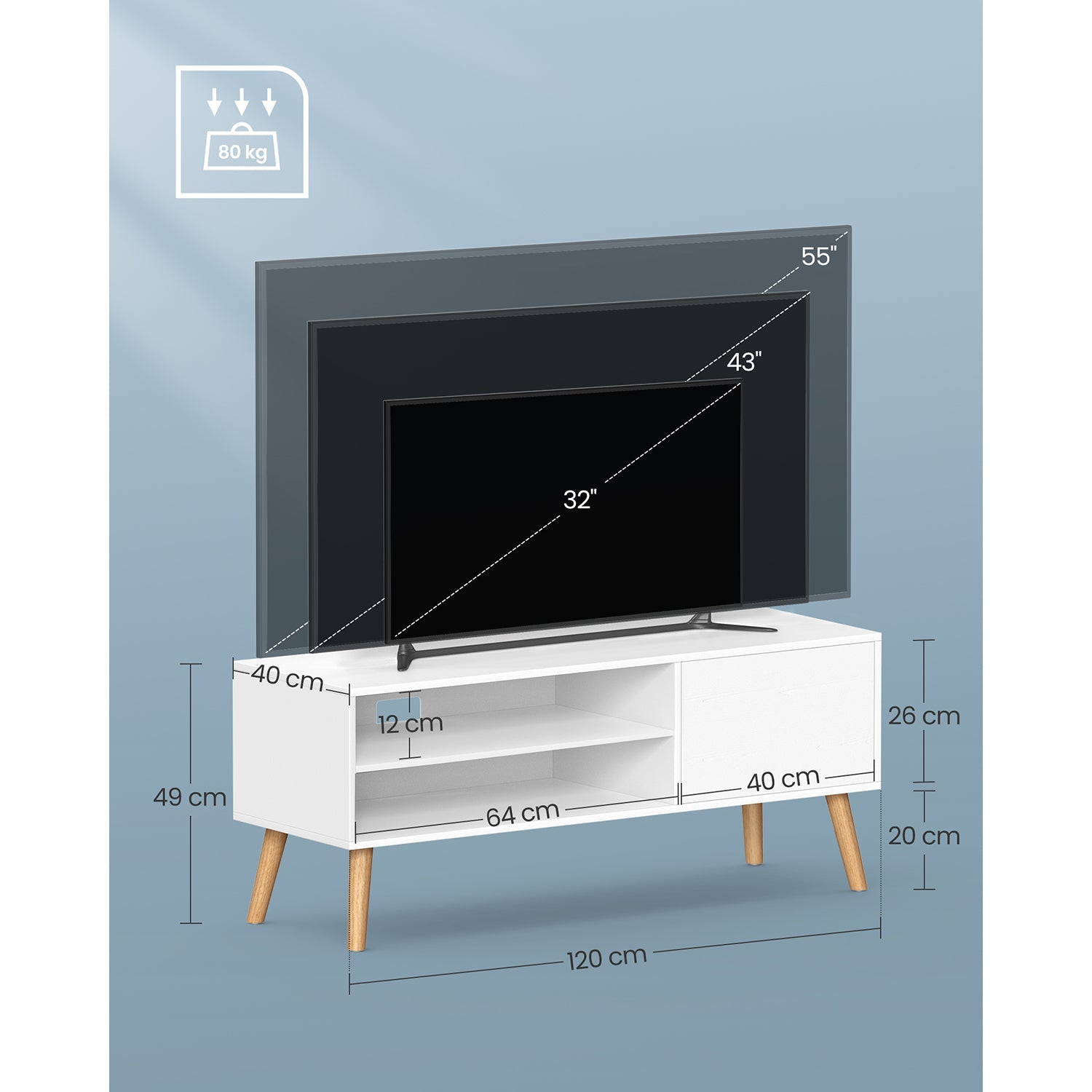 TV stalak, TV ormarić širine 120 cm, bijeli