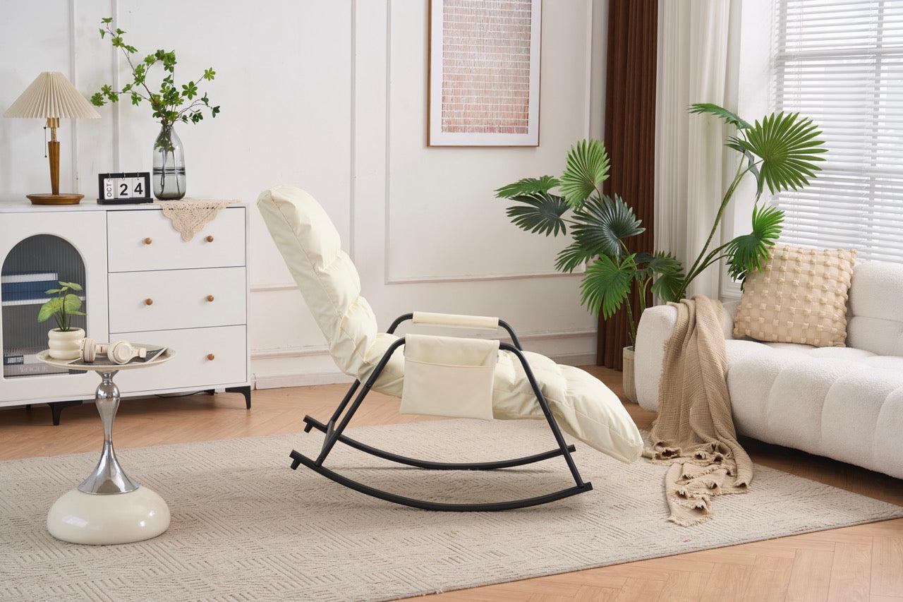 Udobna ljuljačka fotelja s 5 razina podešavanja, mekano podstavljena, bijela