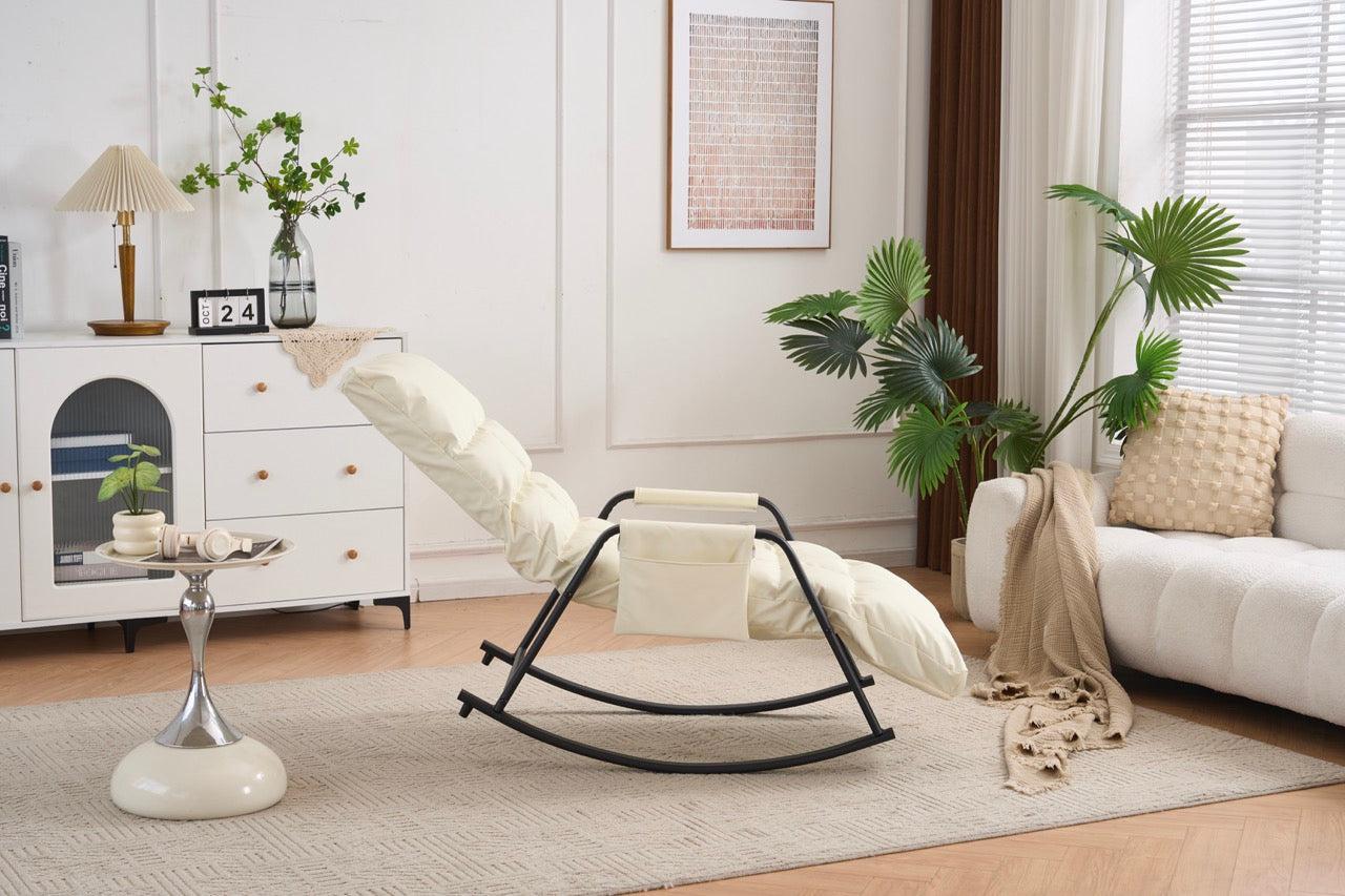 Udobna ljuljačka fotelja s 5 razina podešavanja, mekano podstavljena, bijela