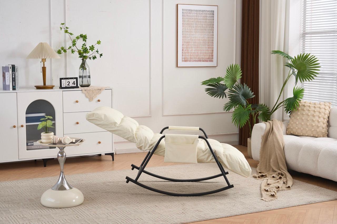 Udobna ljuljačka fotelja s 5 razina podešavanja, mekano podstavljena, bijela