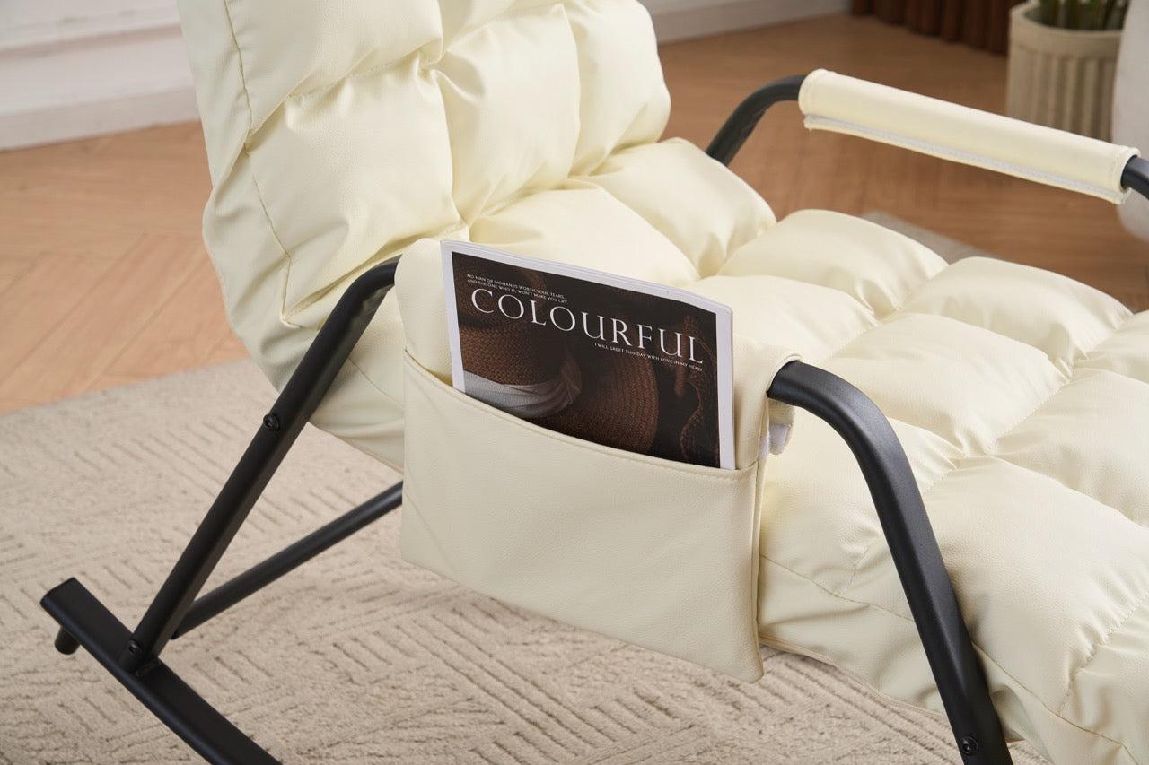 Udobna ljuljačka fotelja s 5 razina podešavanja, mekano podstavljena, bijela