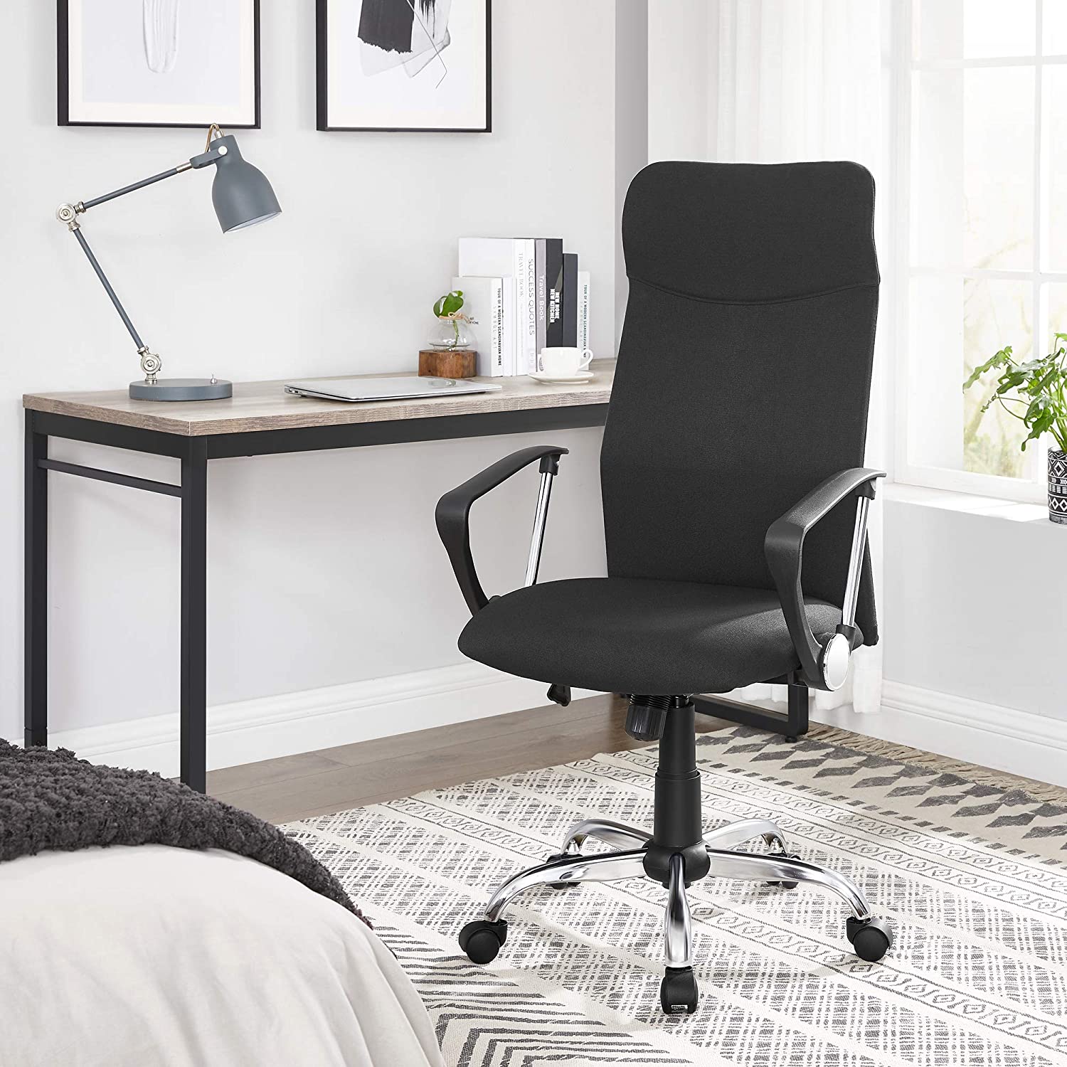 Uredska stolica, Ergonomska okretna stolica, 63 x (110-120) x 63 cm, crna | SONGMICS-vitahome.hr