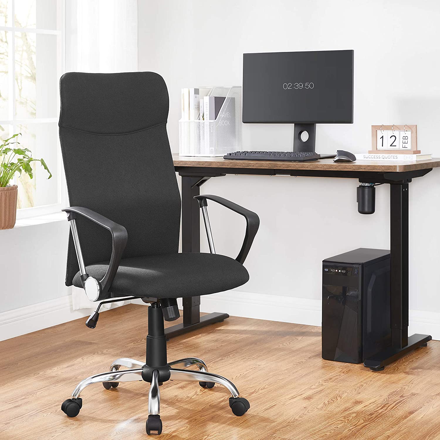 Uredska stolica, Ergonomska okretna stolica, 63 x (110-120) x 63 cm, crna | SONGMICS-vitahome.hr