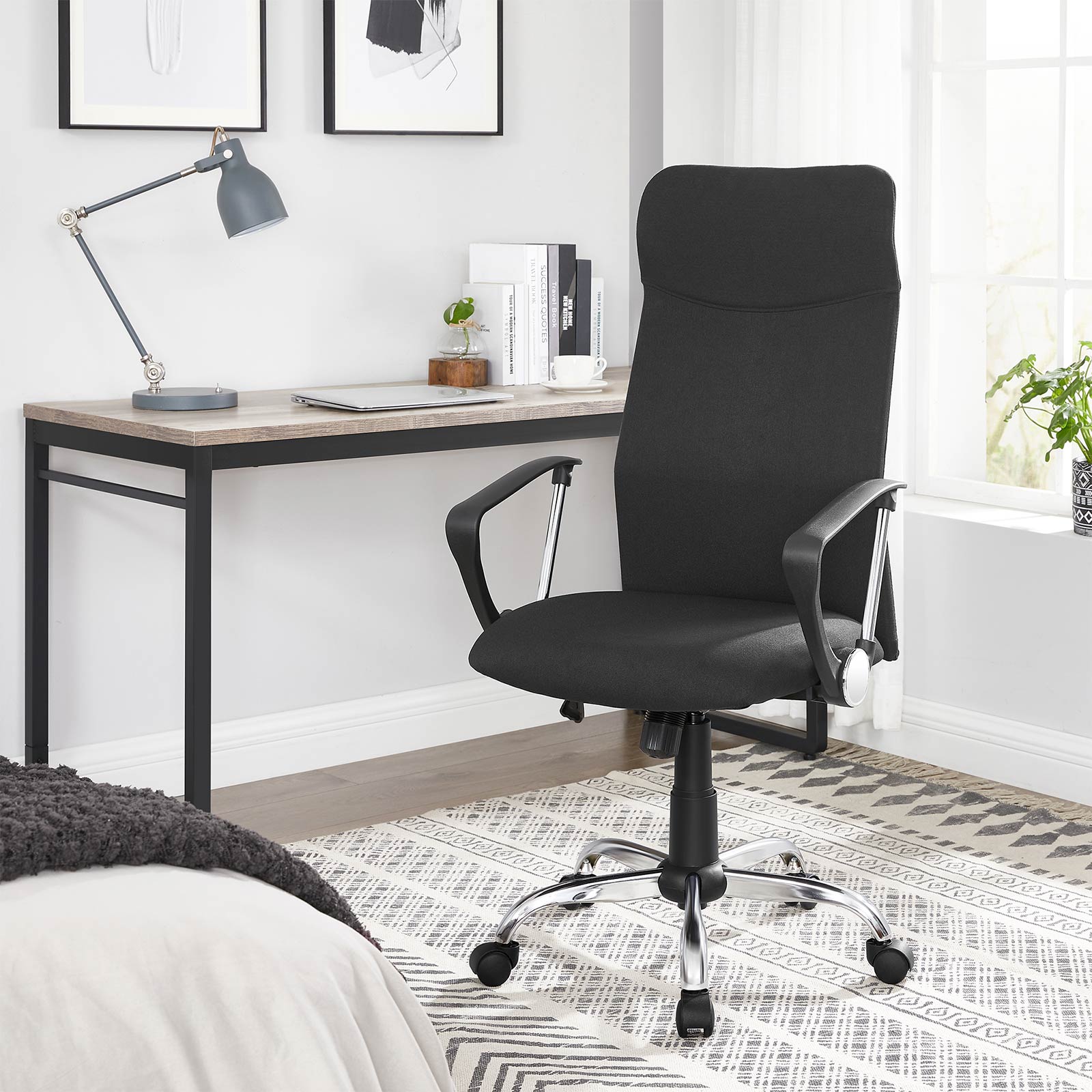 Uredska stolica, Ergonomska okretna stolica, 63 x (110-120) x 63 cm, crna | SONGMICS-vitahome.hr