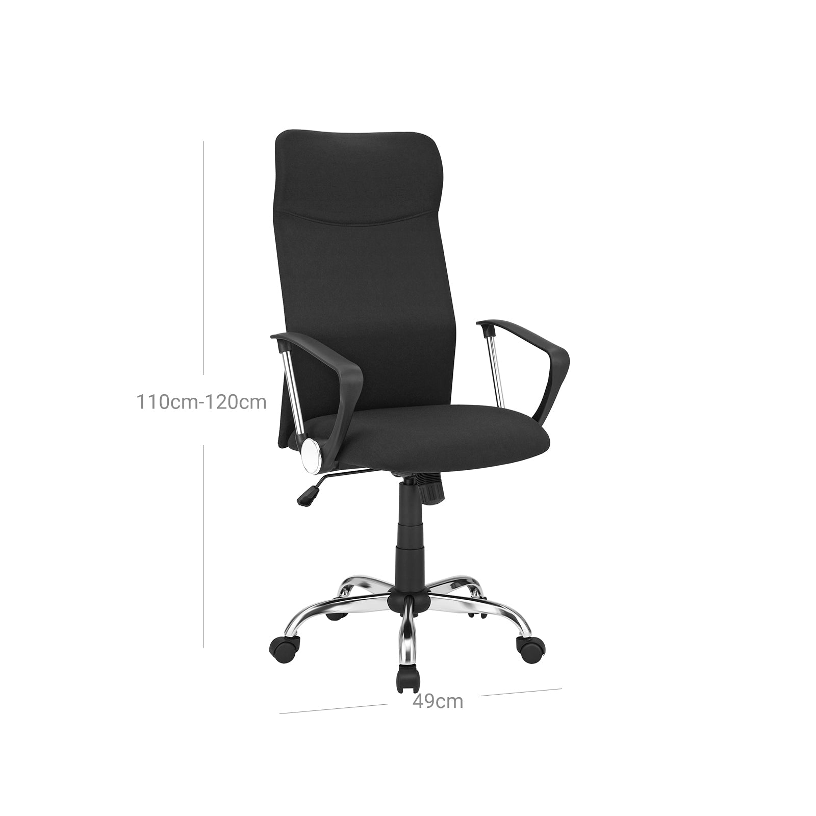 Uredska stolica, Ergonomska okretna stolica, 63 x (110-120) x 63 cm, crna | SONGMICS-vitahome.hr