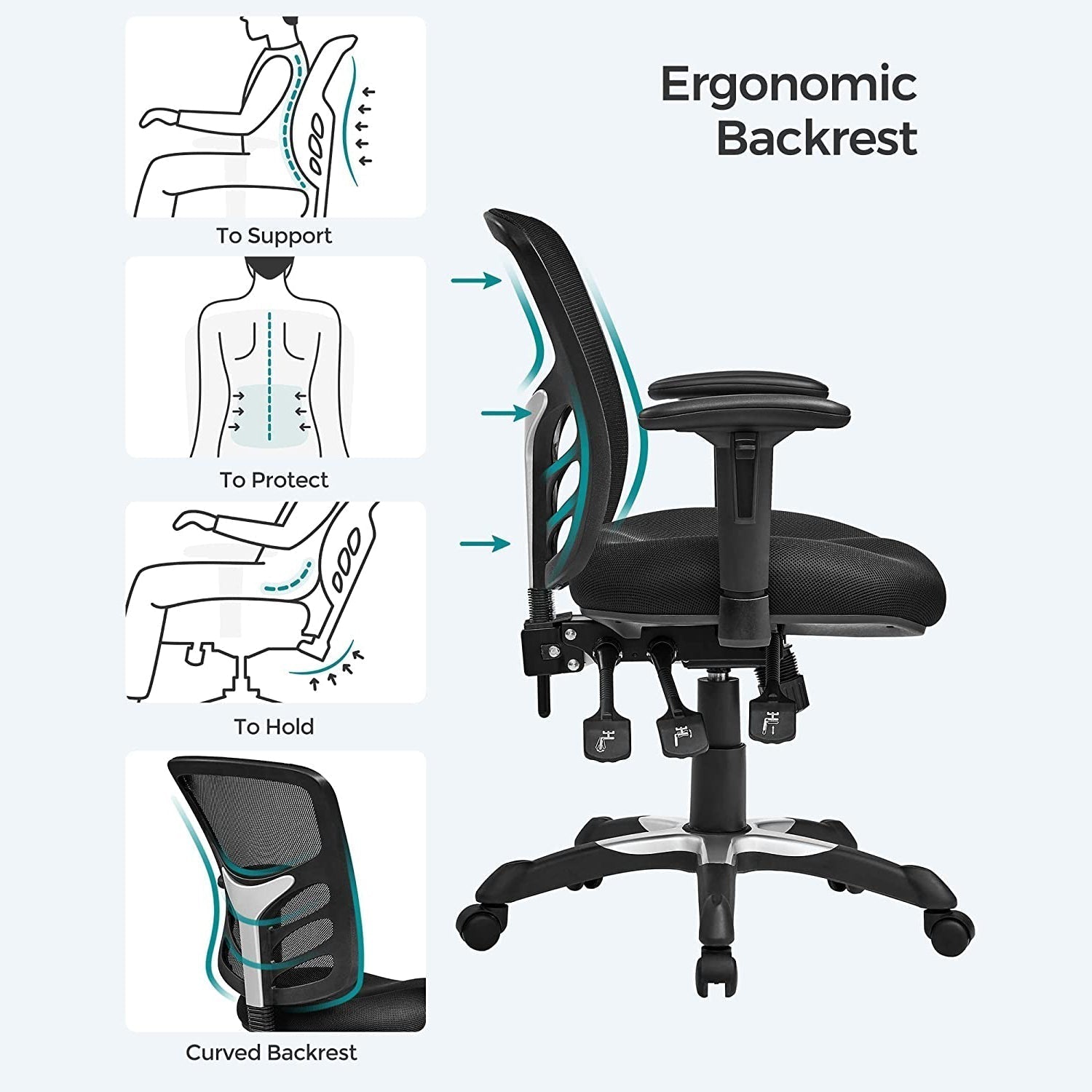 Uredska stolica, Ergonomska okretna stolica, podesiva visina stolice | SONGMICS-vitahome.hr