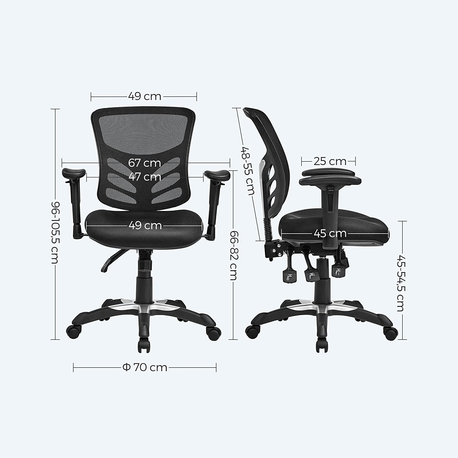Uredska stolica, Ergonomska okretna stolica, podesiva visina stolice | SONGMICS-vitahome.hr