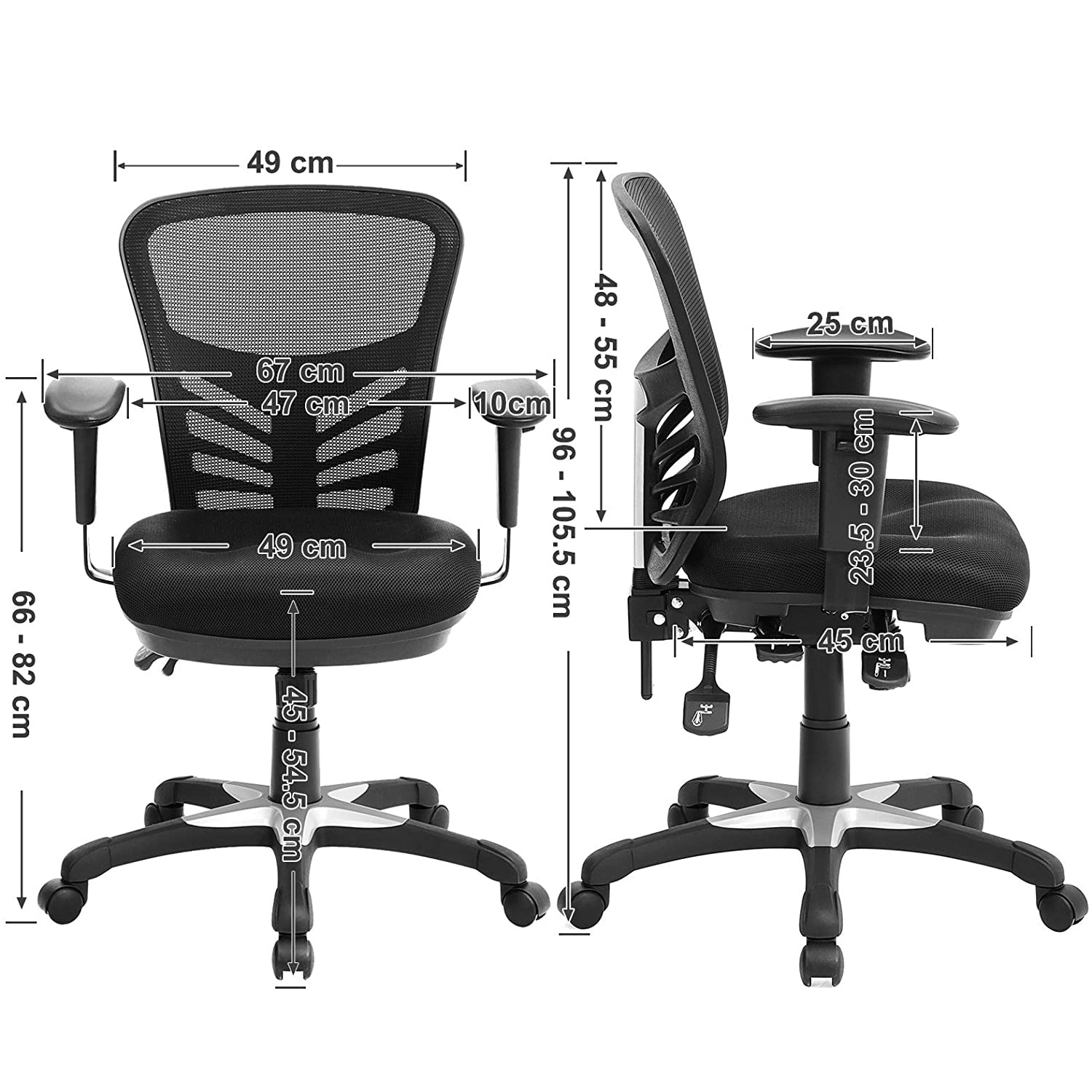 Uredska stolica, Ergonomska okretna stolica, podesiva visina stolice | SONGMICS-vitahome.hr