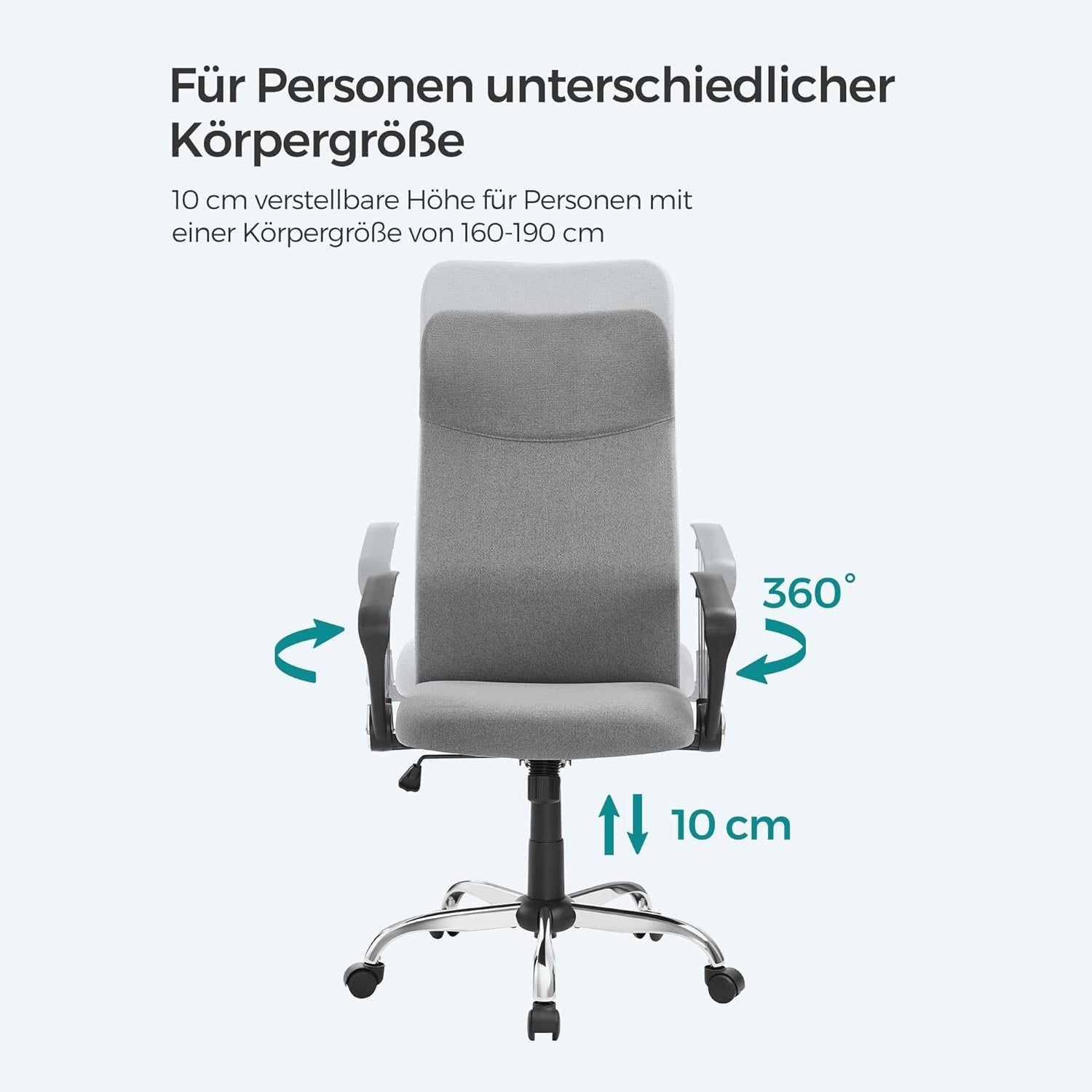 Uredska stolica, ergonomska stolica s podstavljenim sjedalom, siva | SONGMICS-vitahome.hr