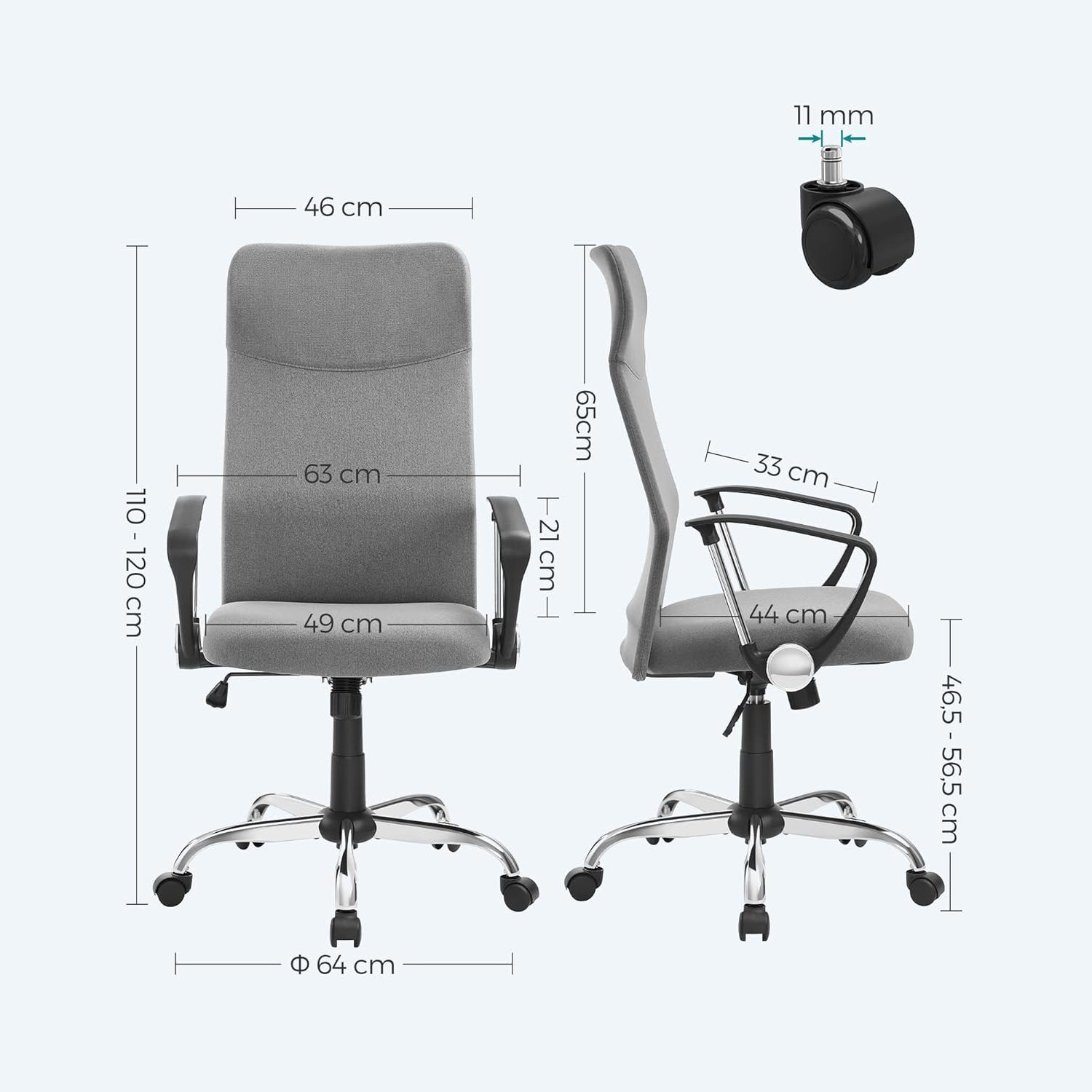 Uredska stolica, ergonomska stolica s podstavljenim sjedalom, siva | SONGMICS-vitahome.hr