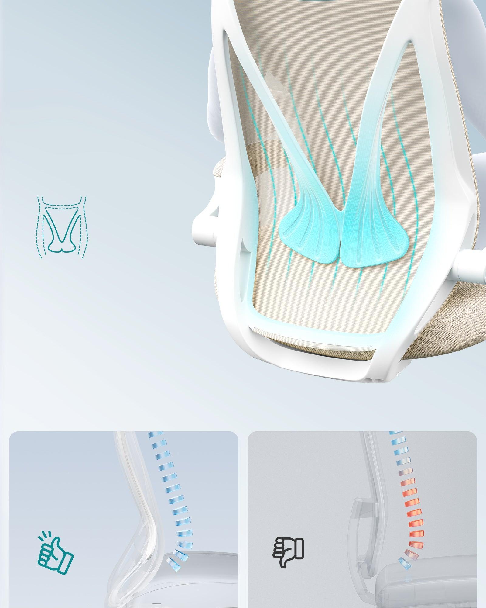 Uredska stolica, ergonomski naslon, podesiva visina, preklopni rukonasloni, bež