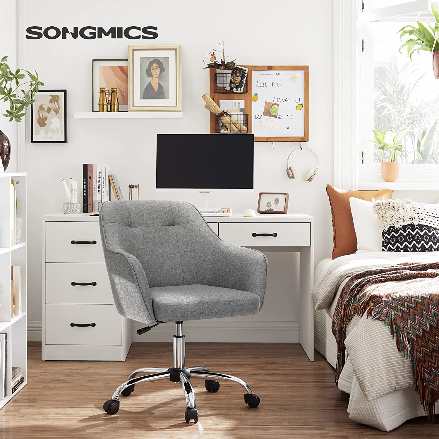 uredska stolica, kompjutorska stolica podesive visine, siva | SONGMICS-vitahome.hr