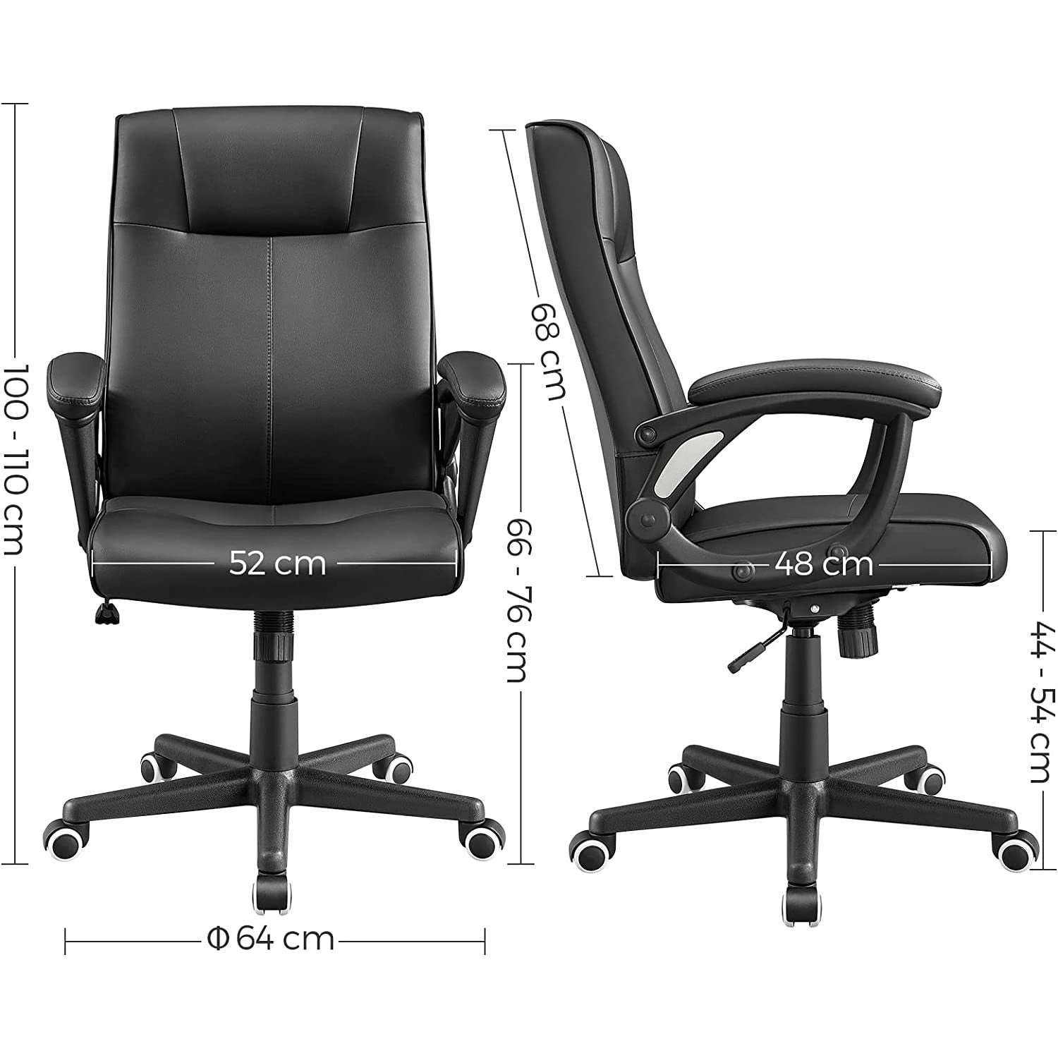 Uredska stolica, okretna stolica podesiva po visini ergonomskog dizajna | SONGMICS-vitahome.hr