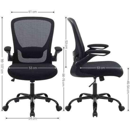 uredska stolica sa sklopivim naslonima za ruke, ergonomska računalna stolica | SONGMICS-vitahome.hr
