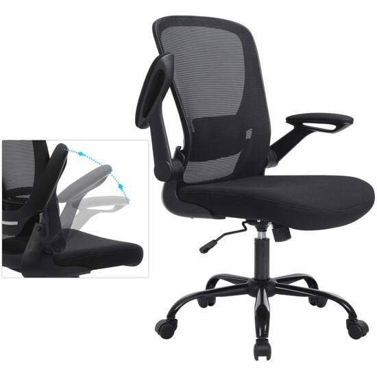 uredska stolica sa sklopivim naslonima za ruke, ergonomska računalna stolica | SONGMICS-vitahome.hr
