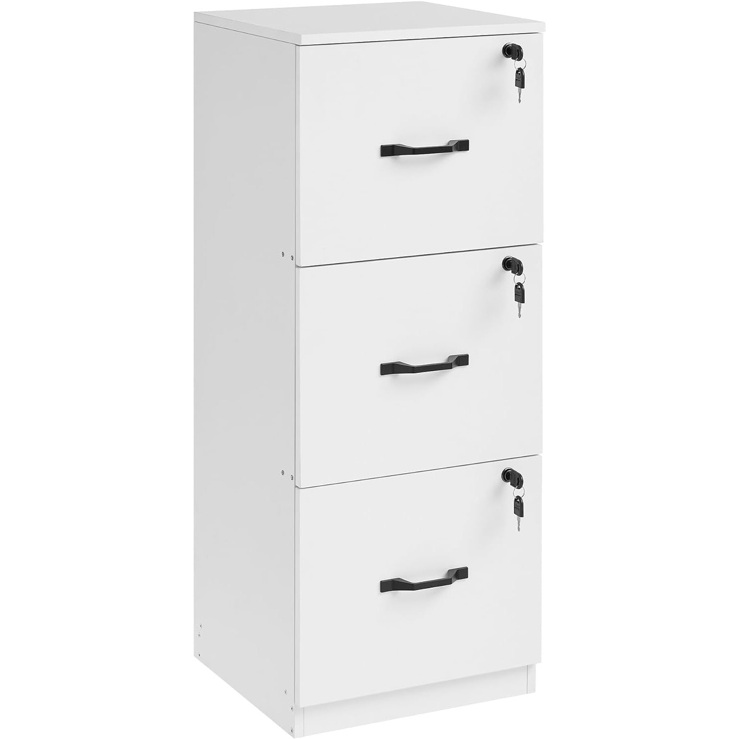 Uredski ormarić s bravom i 3 ladice, 40 x 41 x 103 cm, bijeli | VASAGLE-vitahome.hr