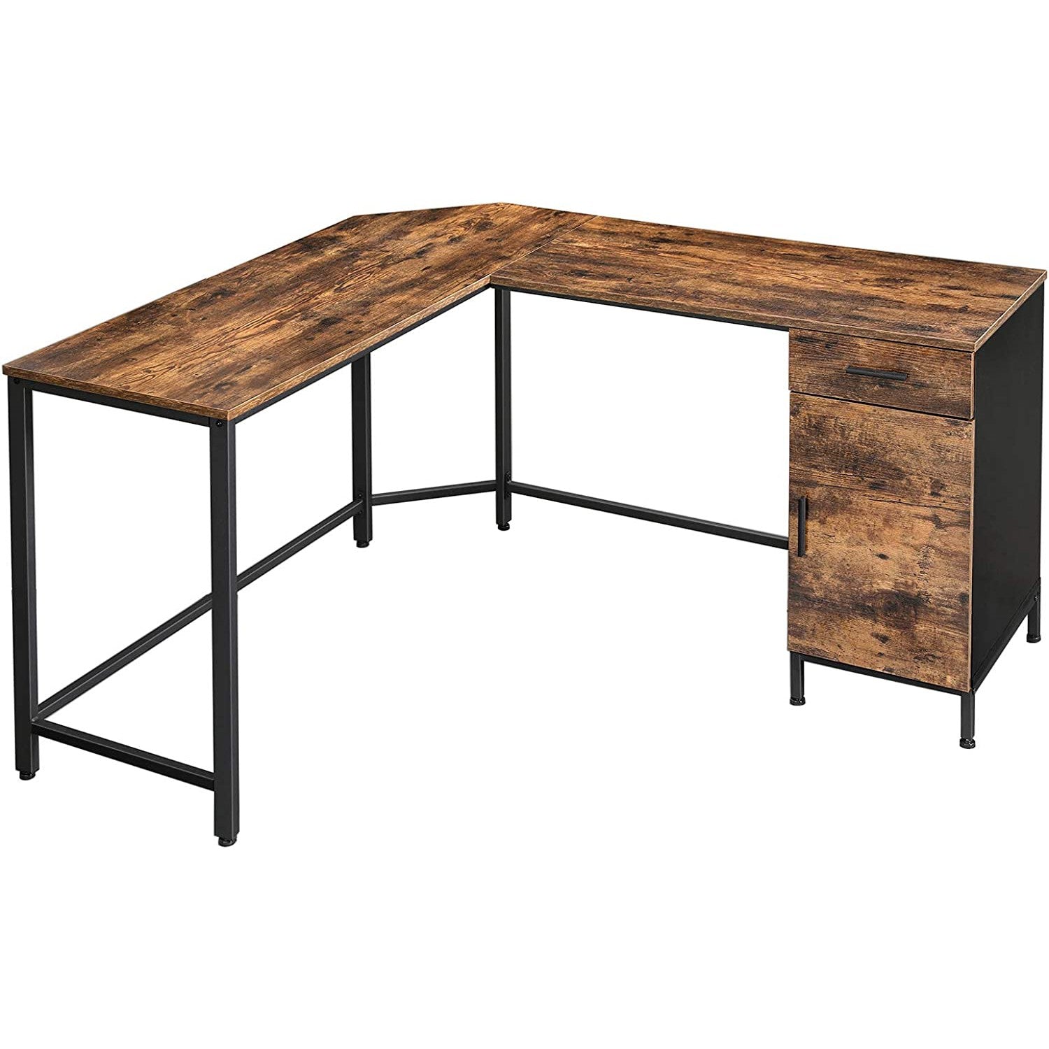 Uredski stol s ormarićem 137 x 150 x 75 cm, smeđe-crni | Vasagle-vitahome.hr