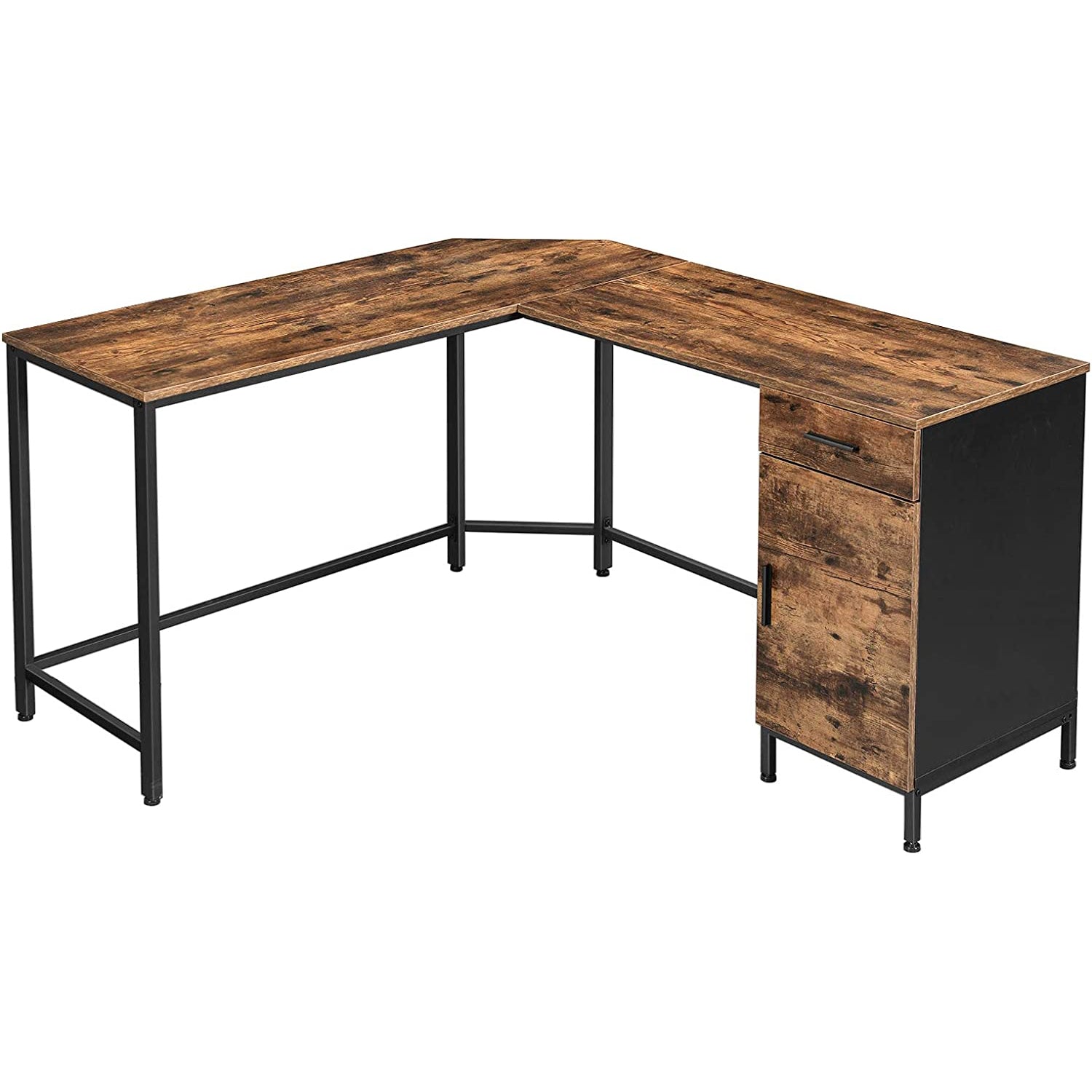 Uredski stol s ormarićem 137 x 150 x 75 cm, smeđe-crni | Vasagle-vitahome.hr