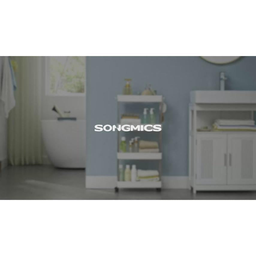 Uska kolica za odlaganje na 4 razine, 40 x 12.5 x 84 cm, bijela | SONGMICS-vitahome.hr