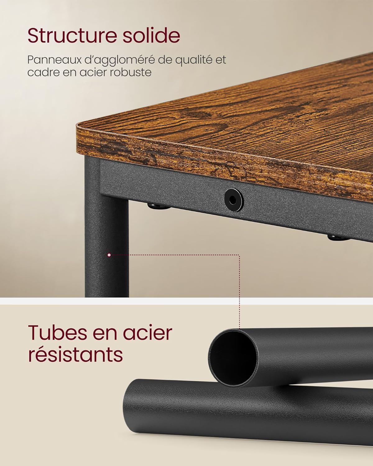 Uski bočni stolić s funkcijom punjenja, 3 police, 18 x 45 x 58 cm, rustikalno smeđa