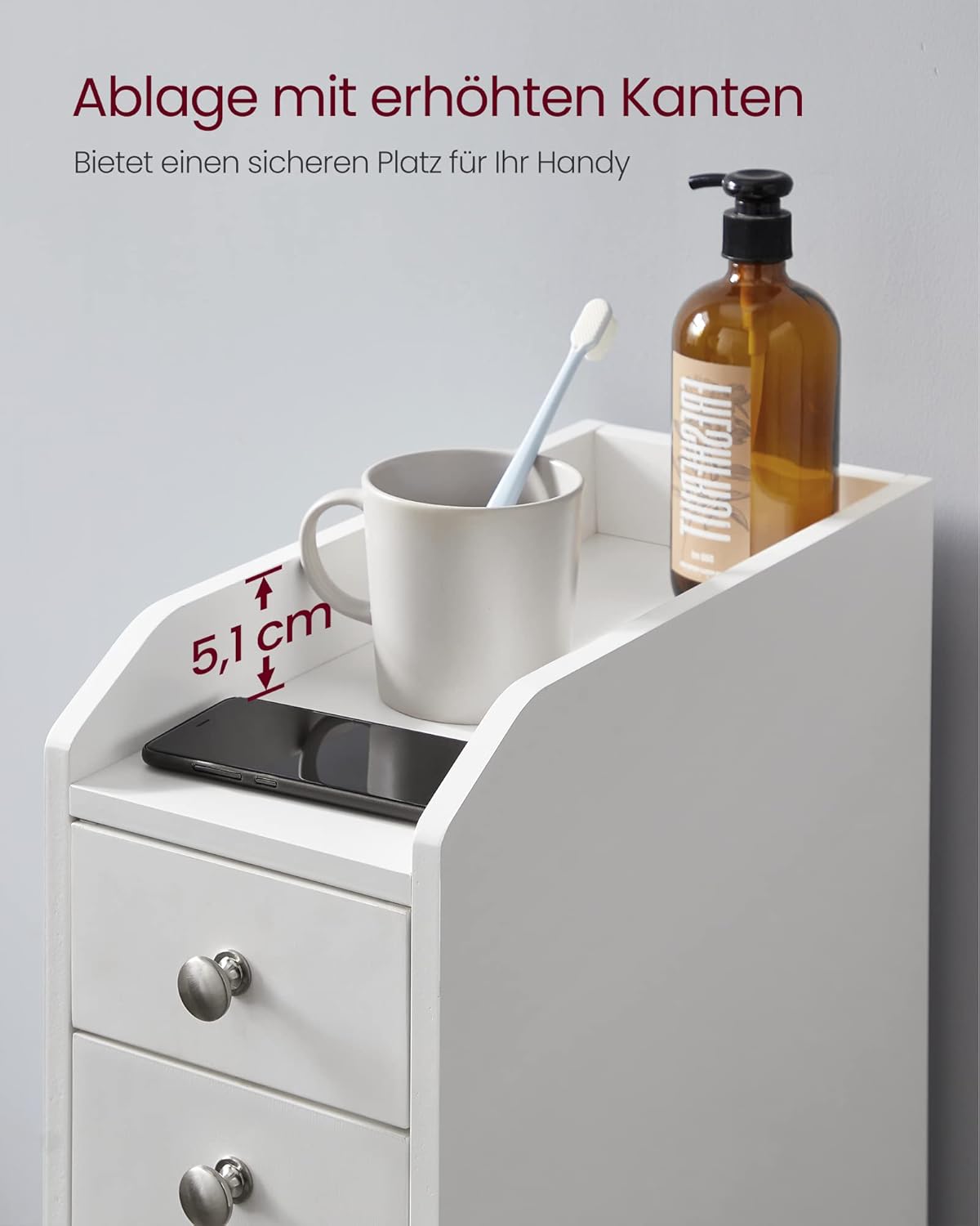 Uski kupaonski ormarić, 40 x 18 x 70 cm, bijele boje | VASAGLE-VASAGLE-Vita Home