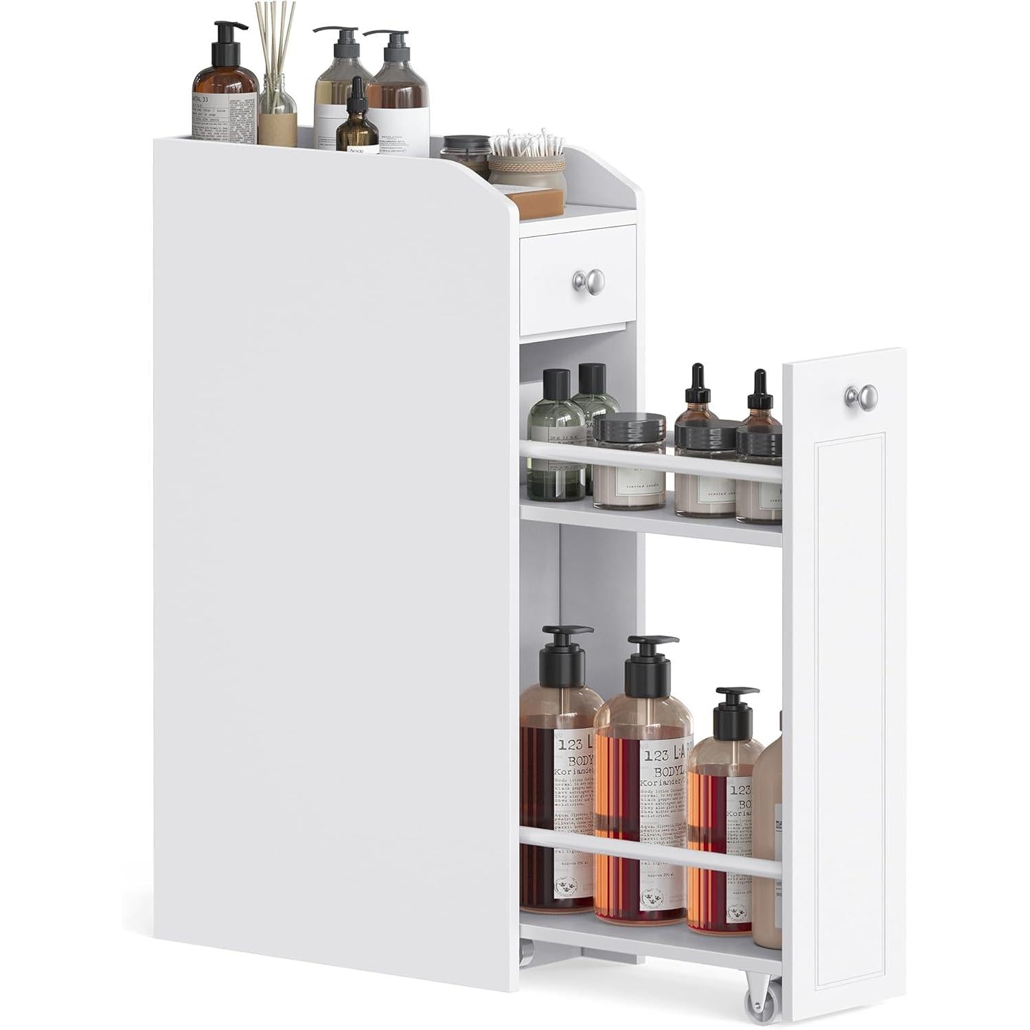 Uski kupaonski ormarić, 40 x 18 x 70 cm, bijele boje | VASAGLE-VASAGLE-Vita Home