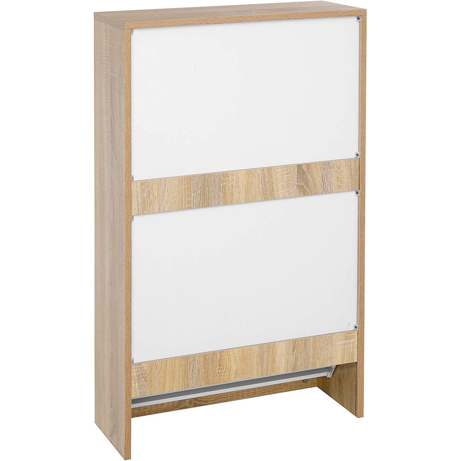 Uski ormarić za cipele s na 3 razine, 60 x 102 x 24 cm, natur i bijeli | VASAGLE-vitahome.hr