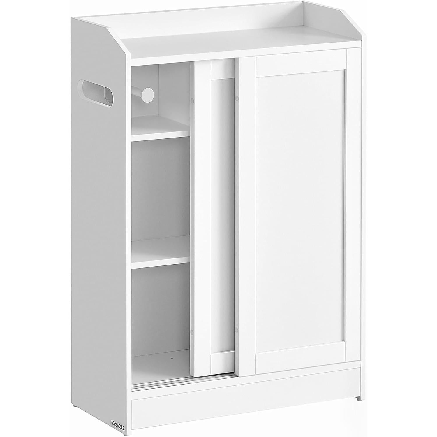 Uski ormarić za pohranu s držačem WC papira, 20 x 60 x 80 cm, bijeli | VASAGLE-vitahome.hr