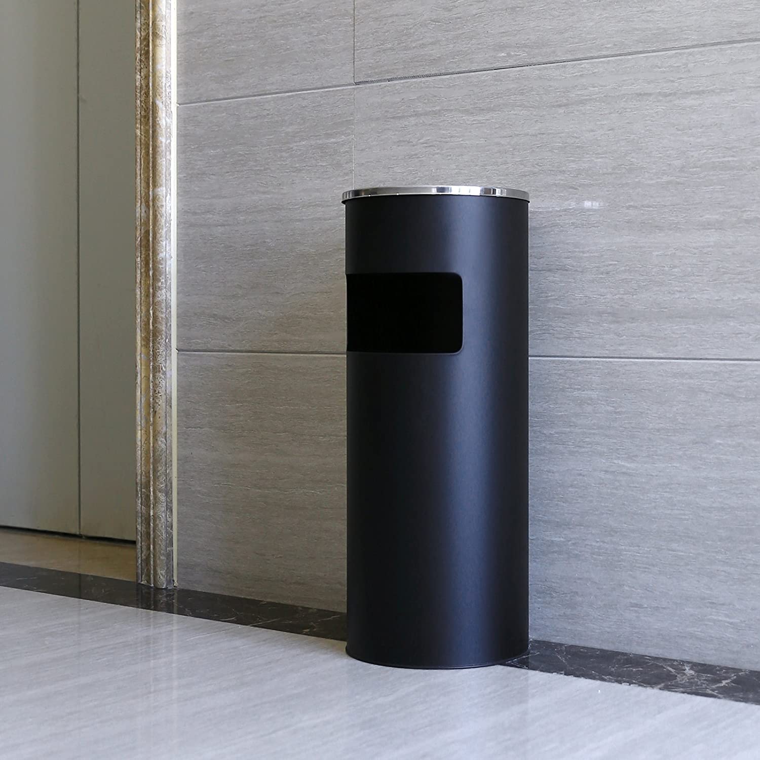 Vanjska stojeća pepeljara 30L, 60,5 x 24,5 cm, crno-srebrna | SONGMICS-vitahome.hr
