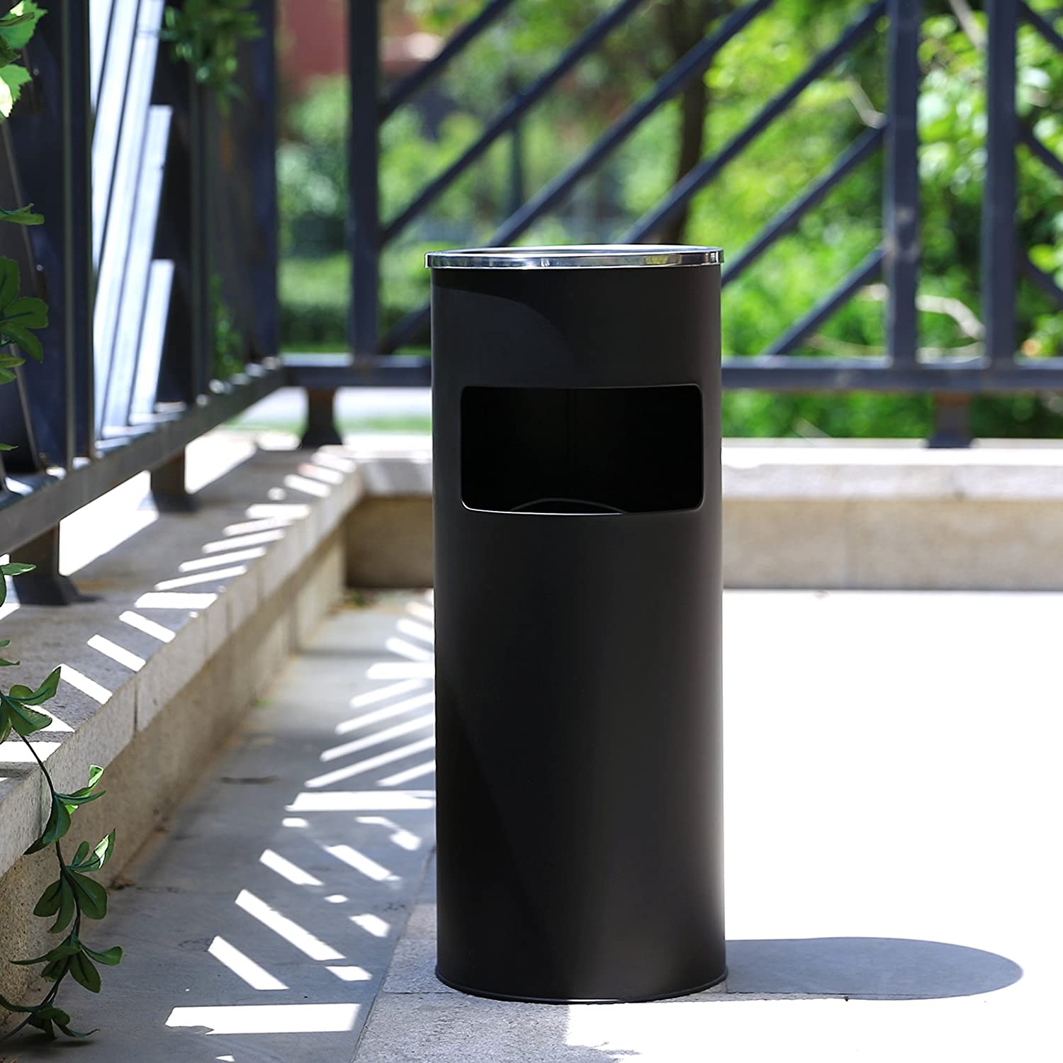 Vanjska stojeća pepeljara 30L, 60,5 x 24,5 cm, crno-srebrna | SONGMICS-vitahome.hr