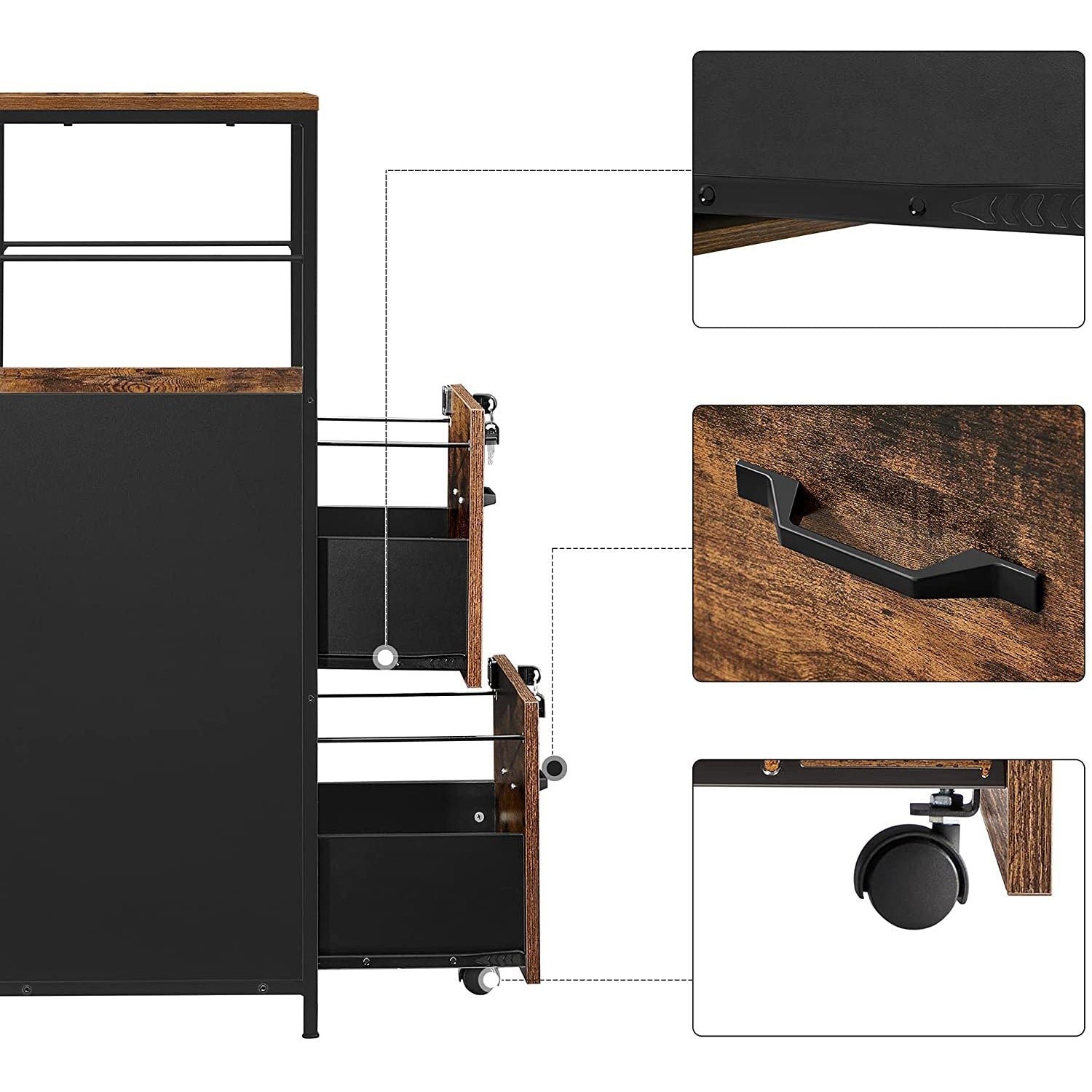 VASAGE Ormar za spise s 2 ladice, Ormar za spise 41 x 107,9 x 40,2 cm, rustikalno smeđi | Vasagle-vitahome.hr