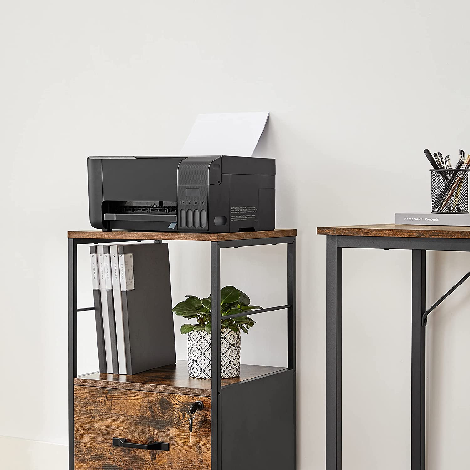 VASAGE Ormar za spise s 2 ladice, Ormar za spise 41 x 107,9 x 40,2 cm, rustikalno smeđi | Vasagle-vitahome.hr