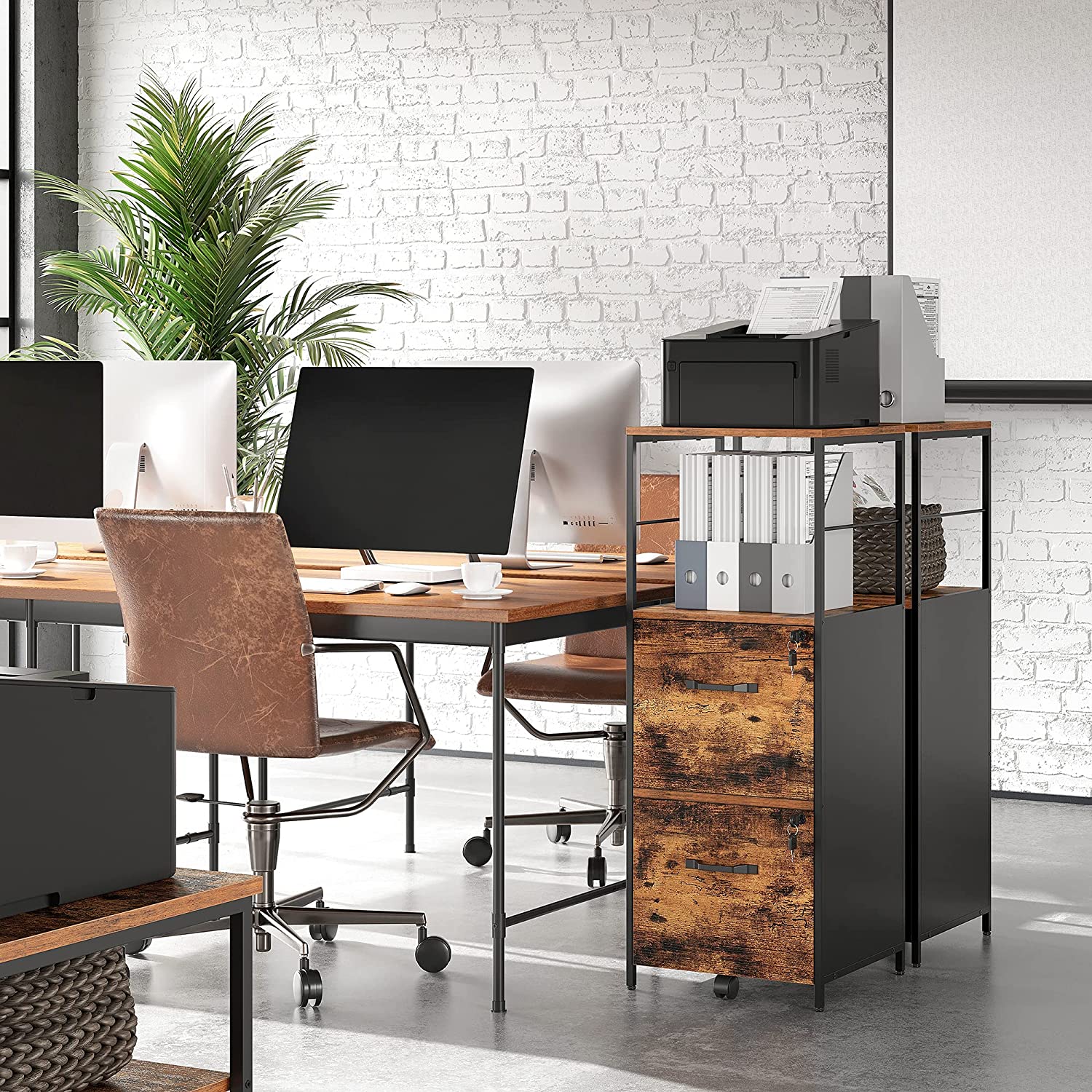 VASAGE Ormar za spise s 2 ladice, Ormar za spise 41 x 107,9 x 40,2 cm, rustikalno smeđi | Vasagle-vitahome.hr